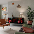 DAHLIAS AND POMEGRANATES 3-Door Sideboard in Black Finish