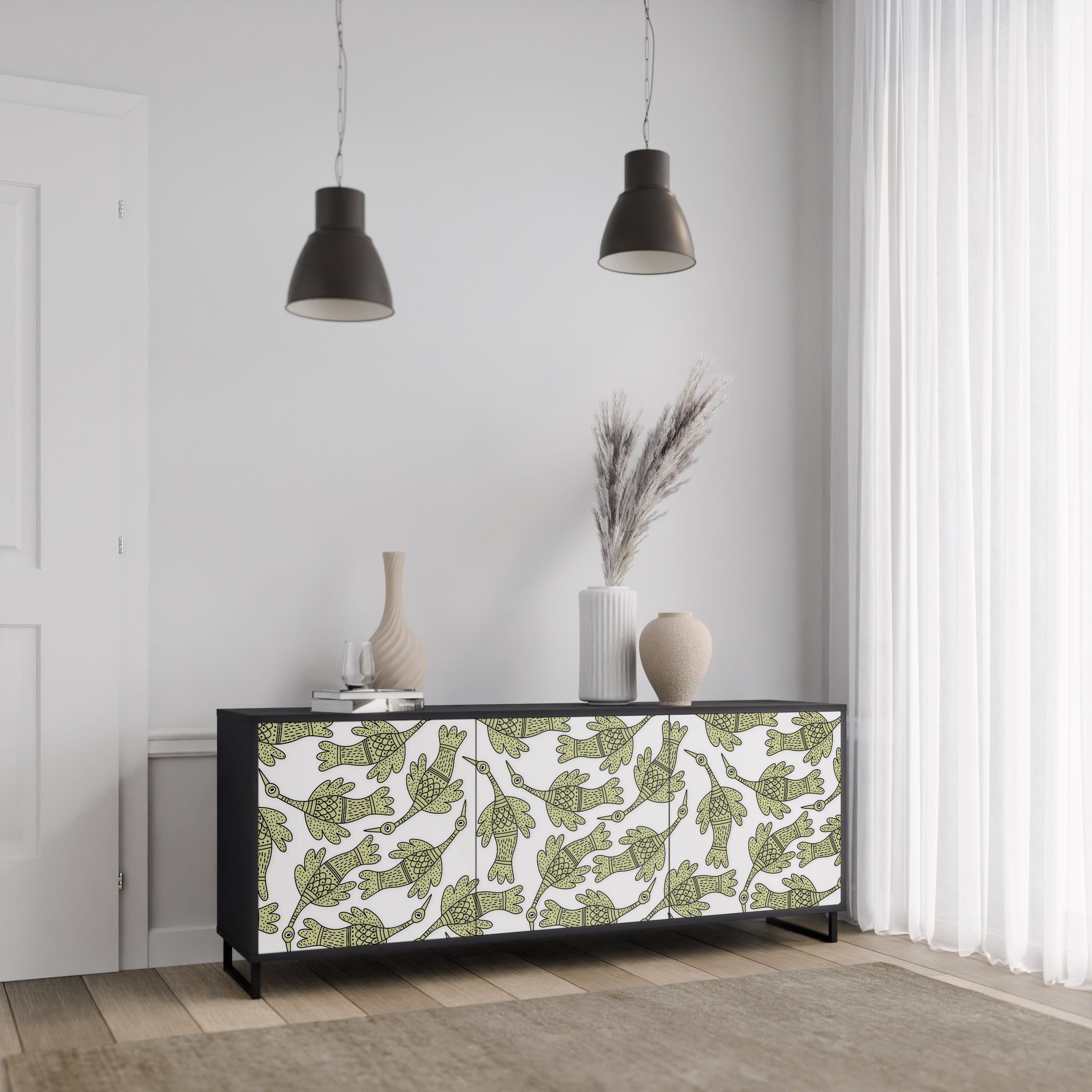 SEEDLING SONGBIRD Sideboard mit 3 Türen in Schwarz