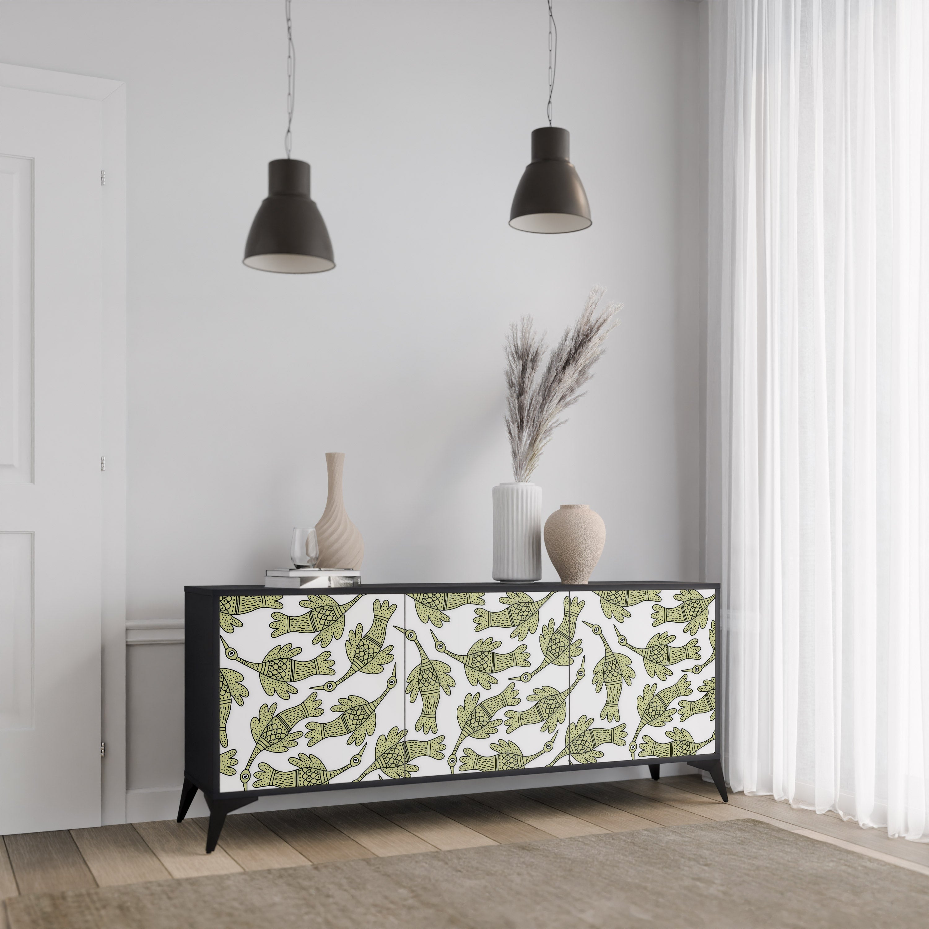 SEEDLING SONGBIRD Sideboard mit 3 Türen in Schwarz
