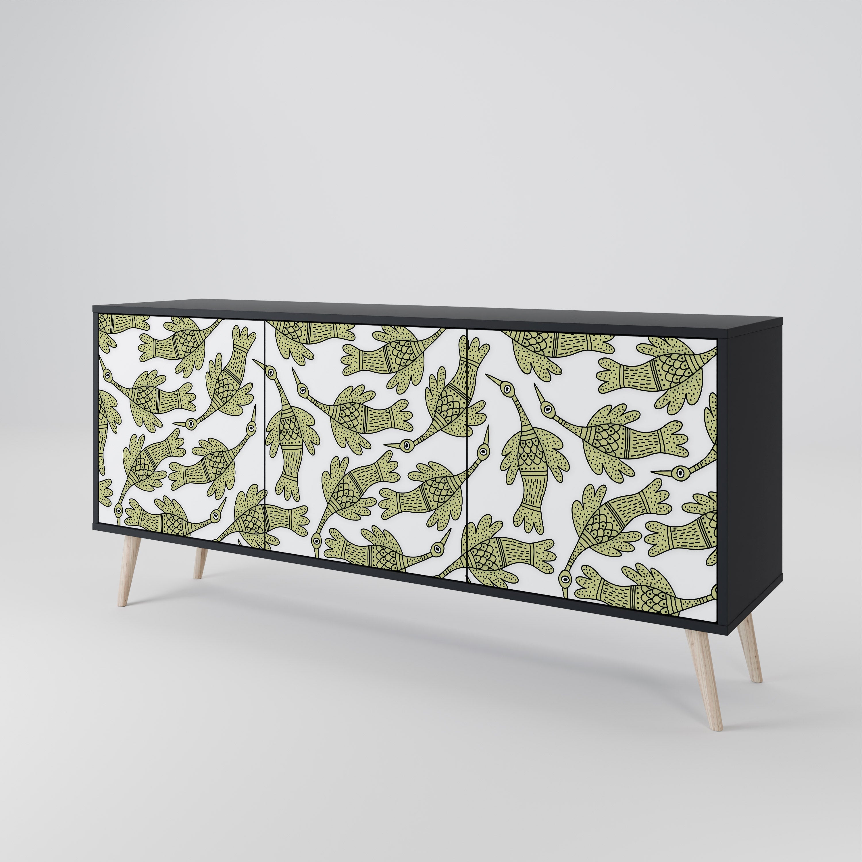 SEEDLING SONGBIRD Sideboard mit 3 Türen in Schwarz