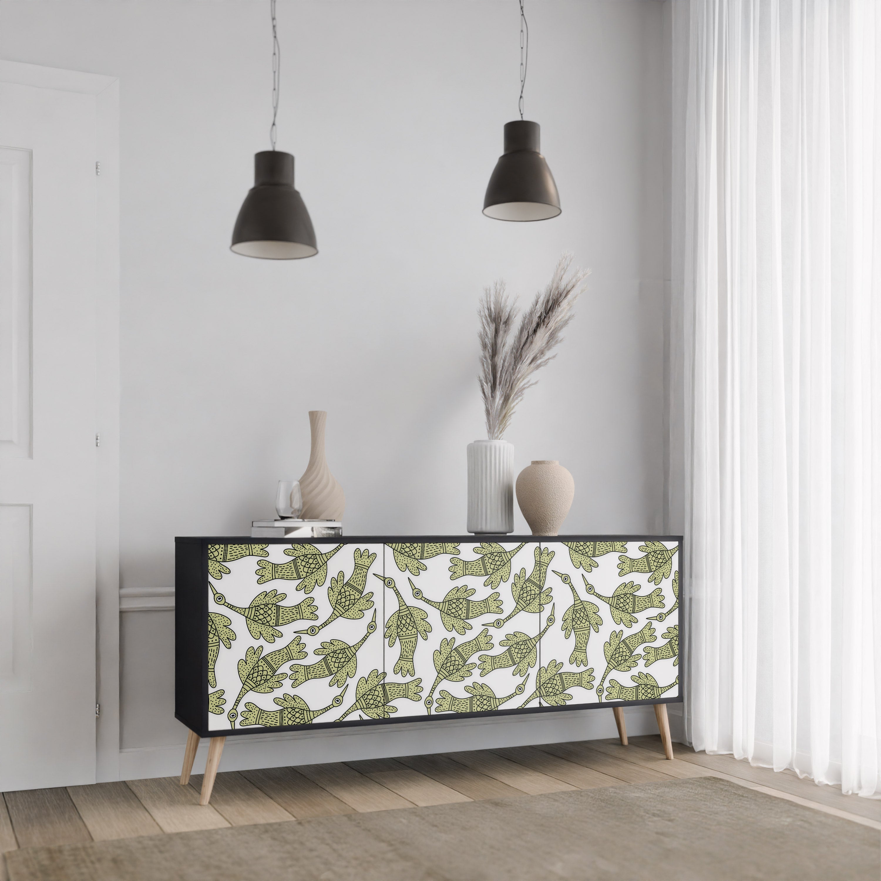 SEEDLING SONGBIRD Sideboard mit 3 Türen in Schwarz