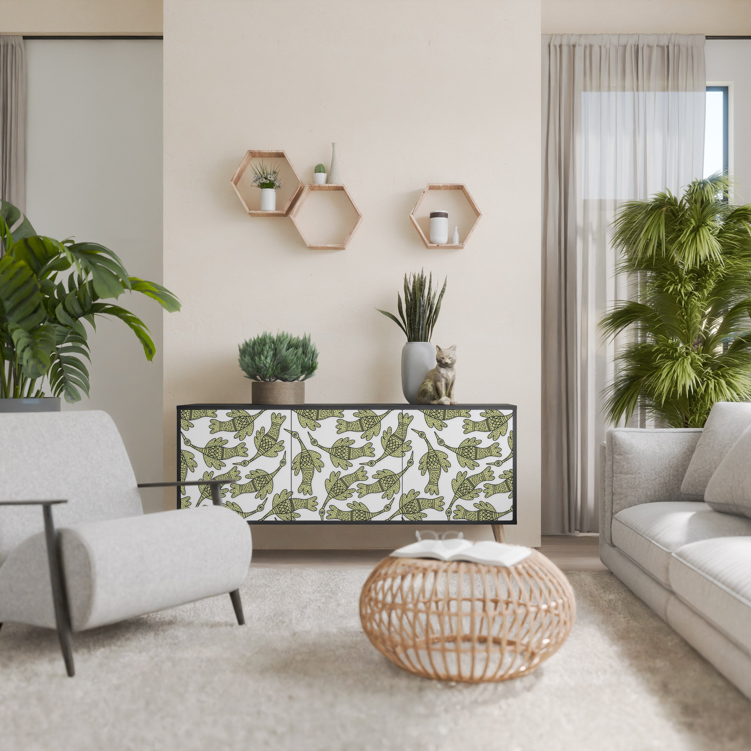 SEEDLING SONGBIRD Sideboard mit 3 Türen in Schwarz
