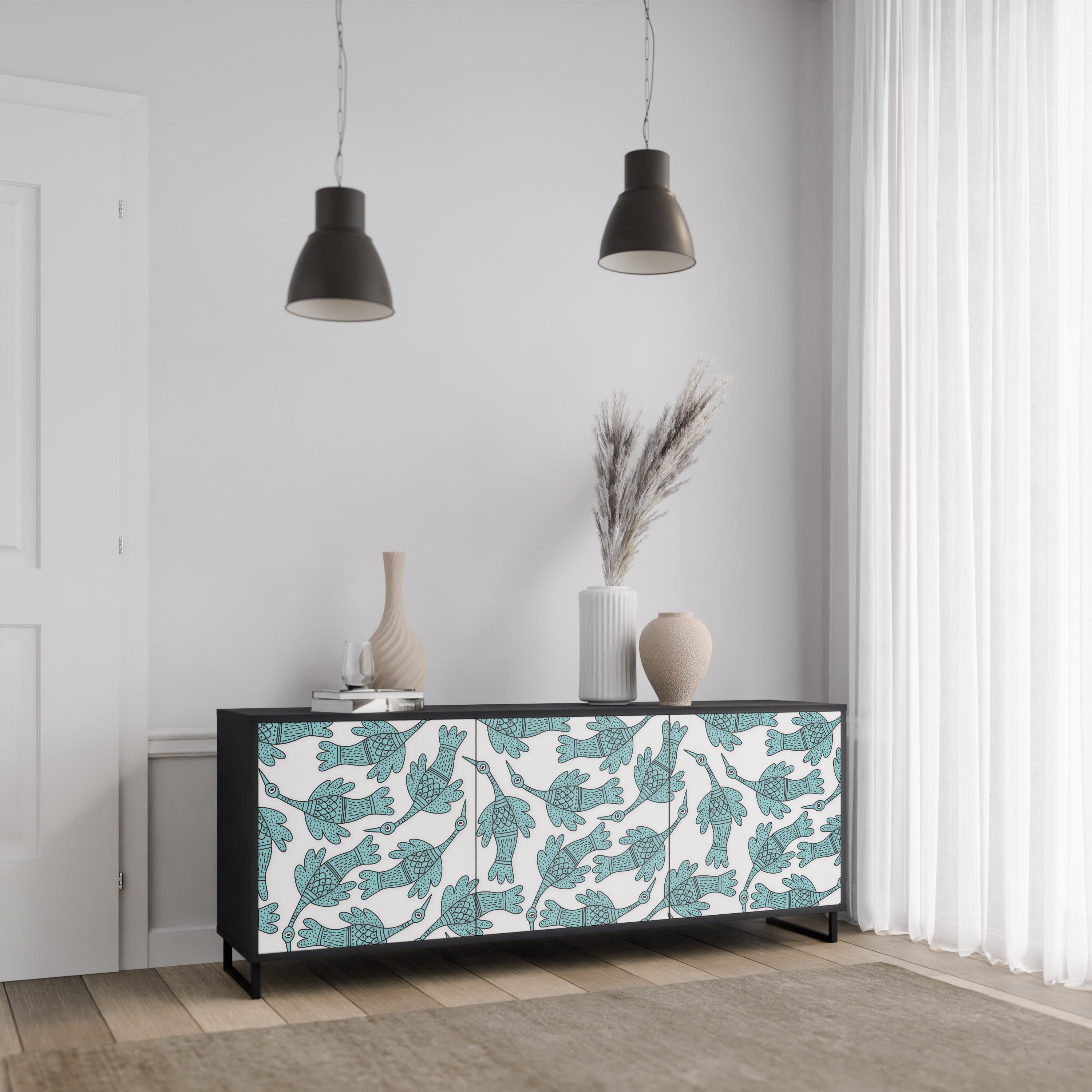 WATERSPOUT SONGIBIRD Sideboard mit 3 Türen in Schwarz