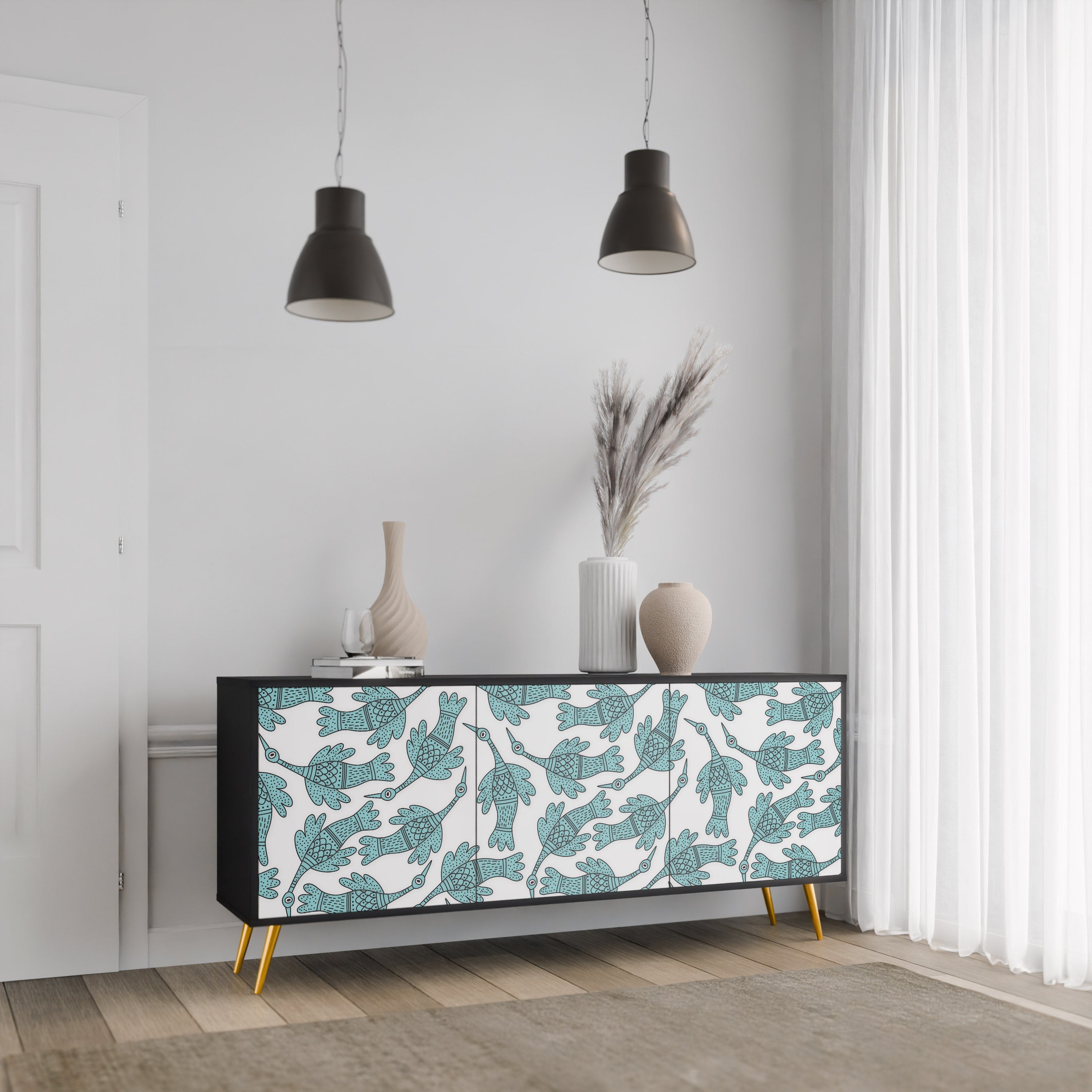 WATERSPOUT SONGIBIRD Sideboard mit 3 Türen in Schwarz