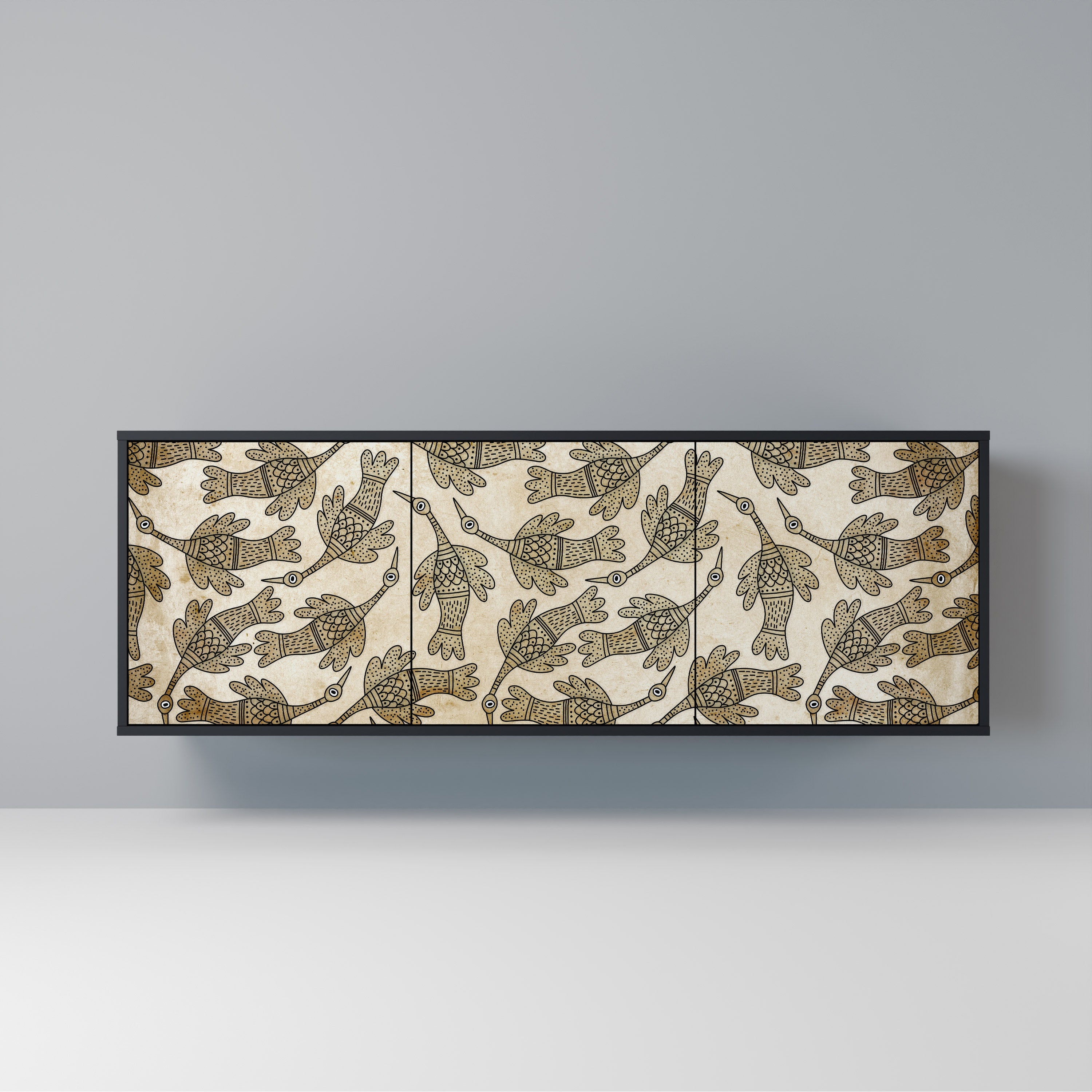 ALMONDINE SONGBIRD Sideboard mit 3 Türen in Schwarz