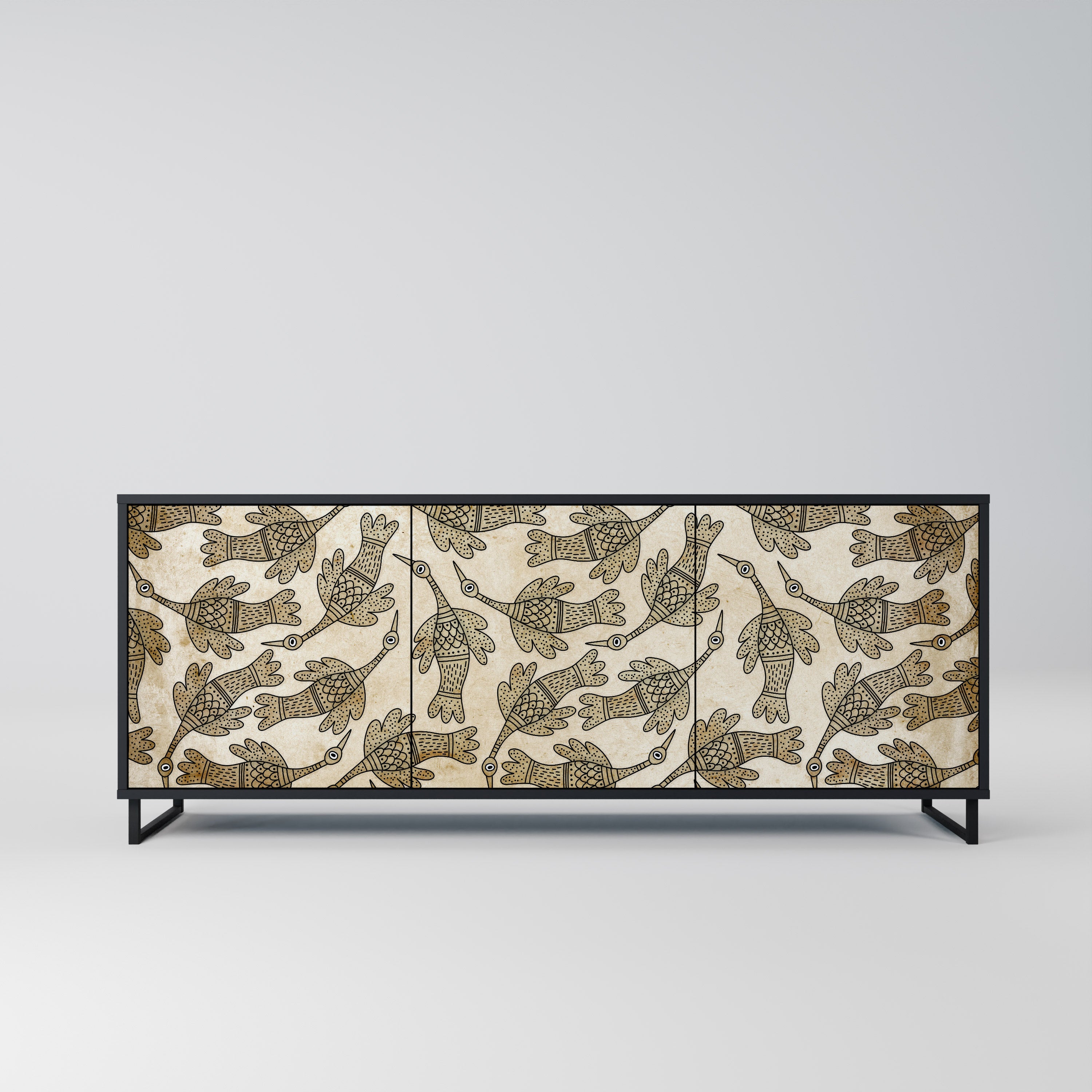 ALMONDINE SONGBIRD Sideboard mit 3 Türen in Schwarz