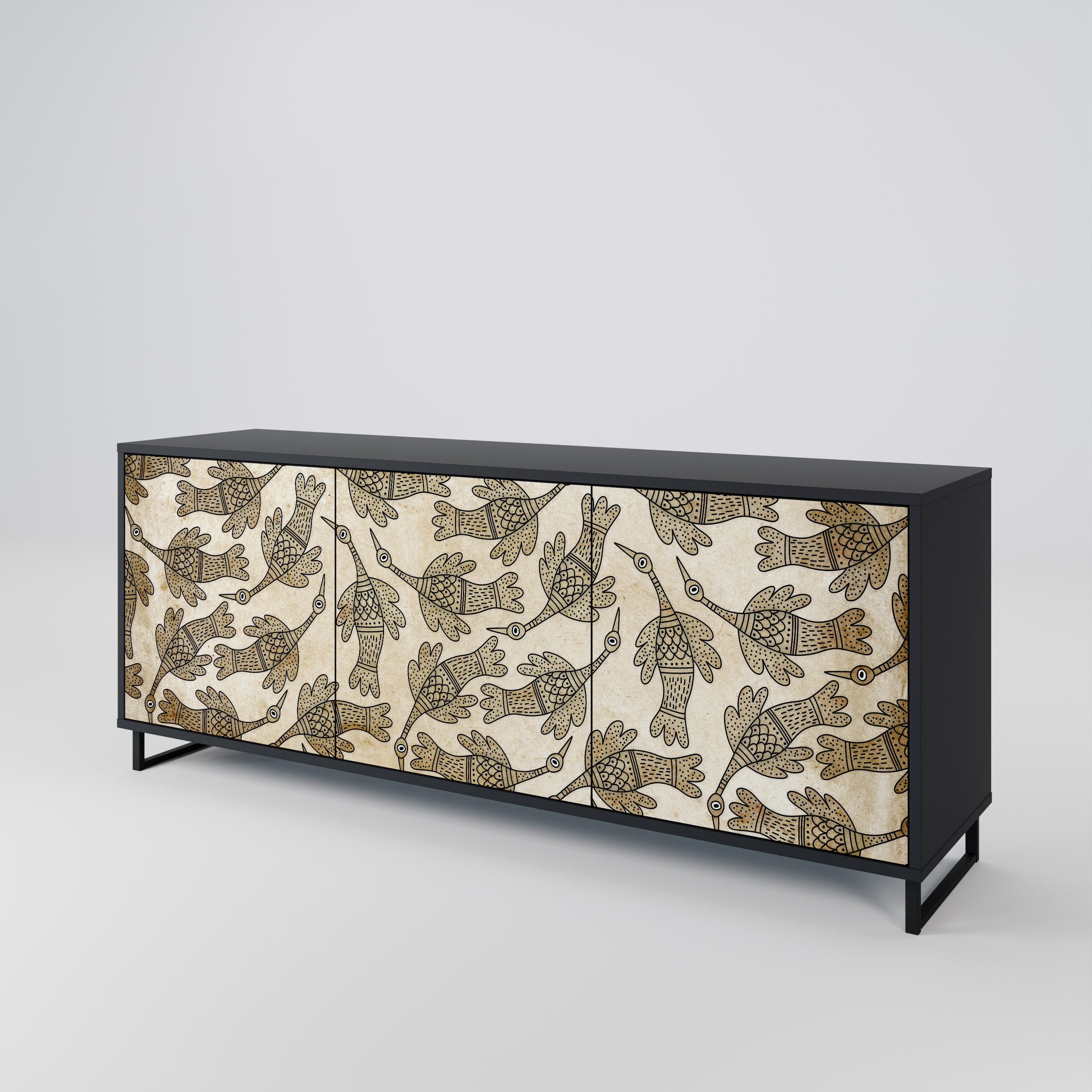 ALMONDINE SONGBIRD Sideboard mit 3 Türen in Schwarz