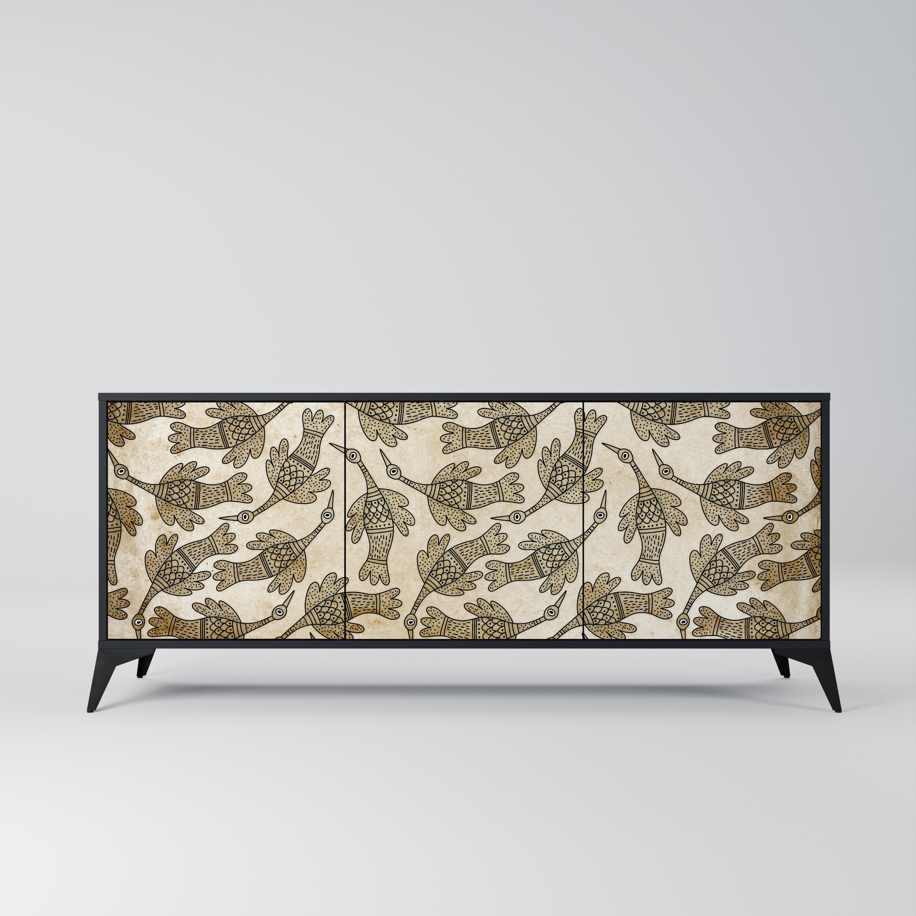 ALMONDINE SONGBIRD Sideboard mit 3 Türen in Schwarz