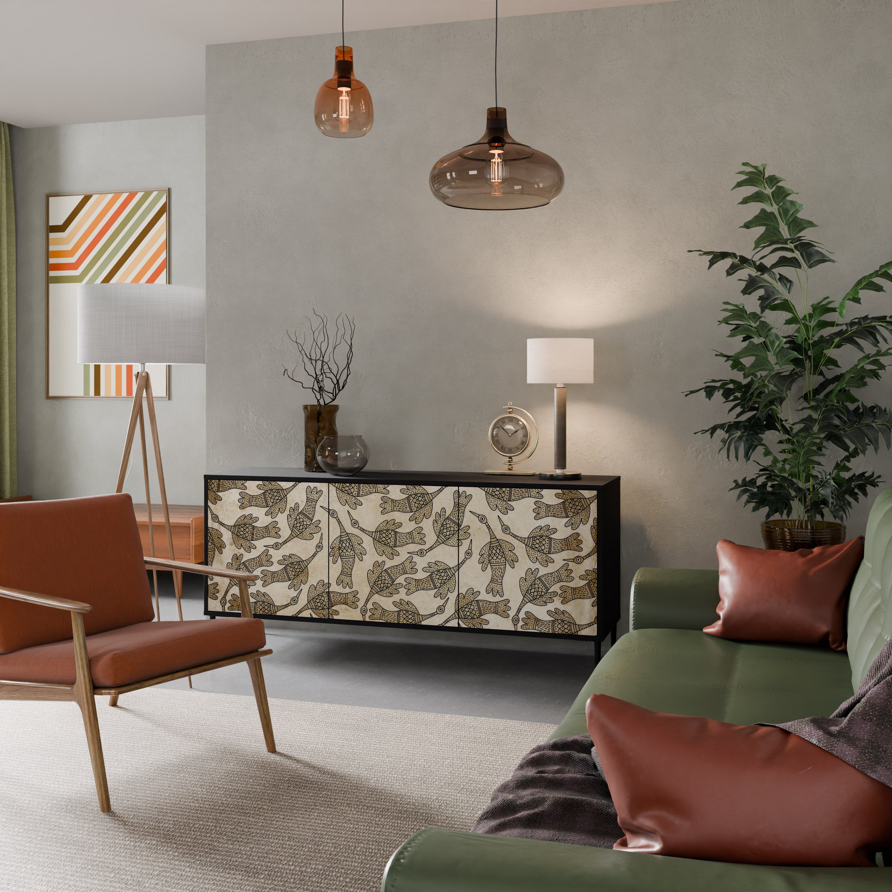 ALMONDINE SONGBIRD Sideboard mit 3 Türen in Schwarz