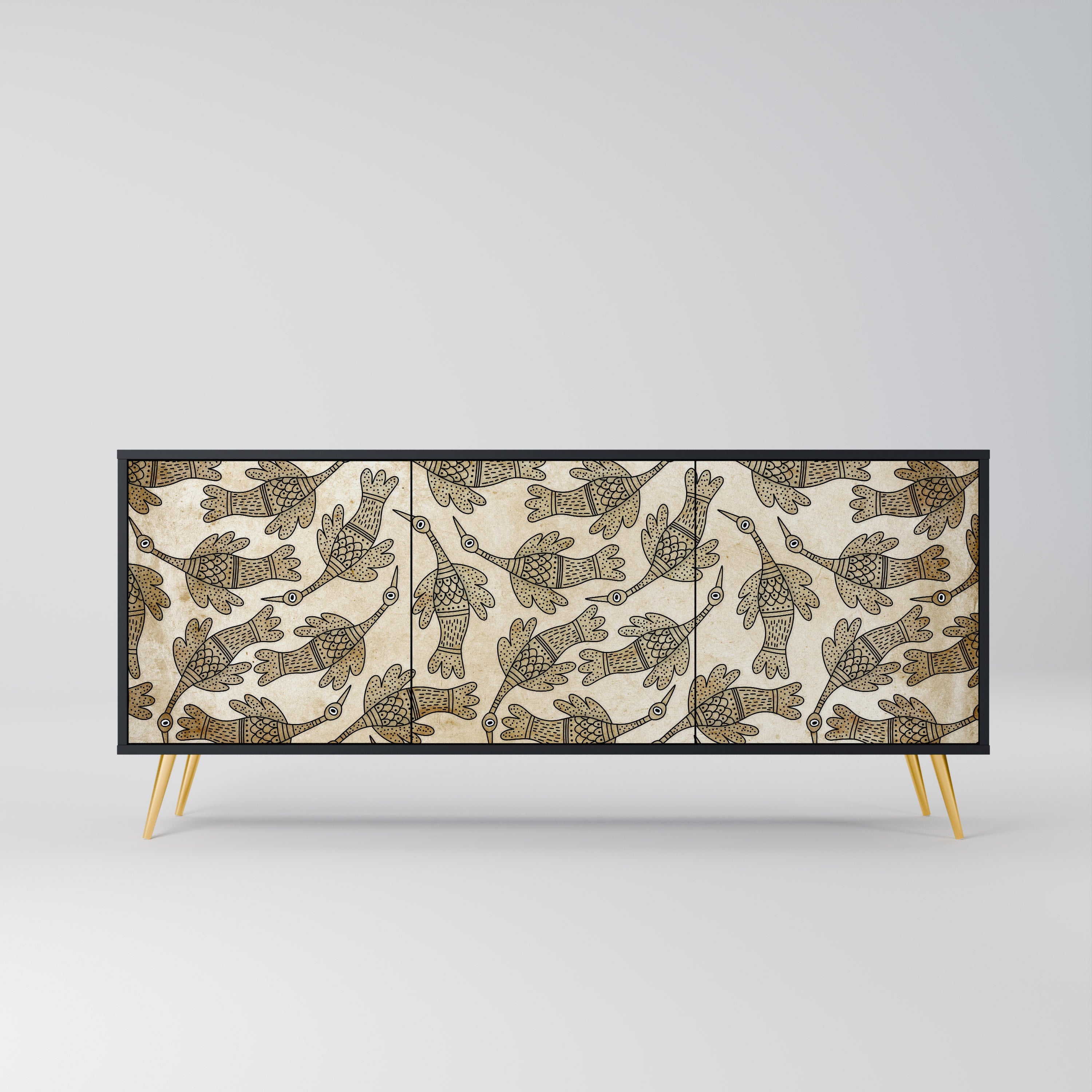 ALMONDINE SONGBIRD Sideboard mit 3 Türen in Schwarz