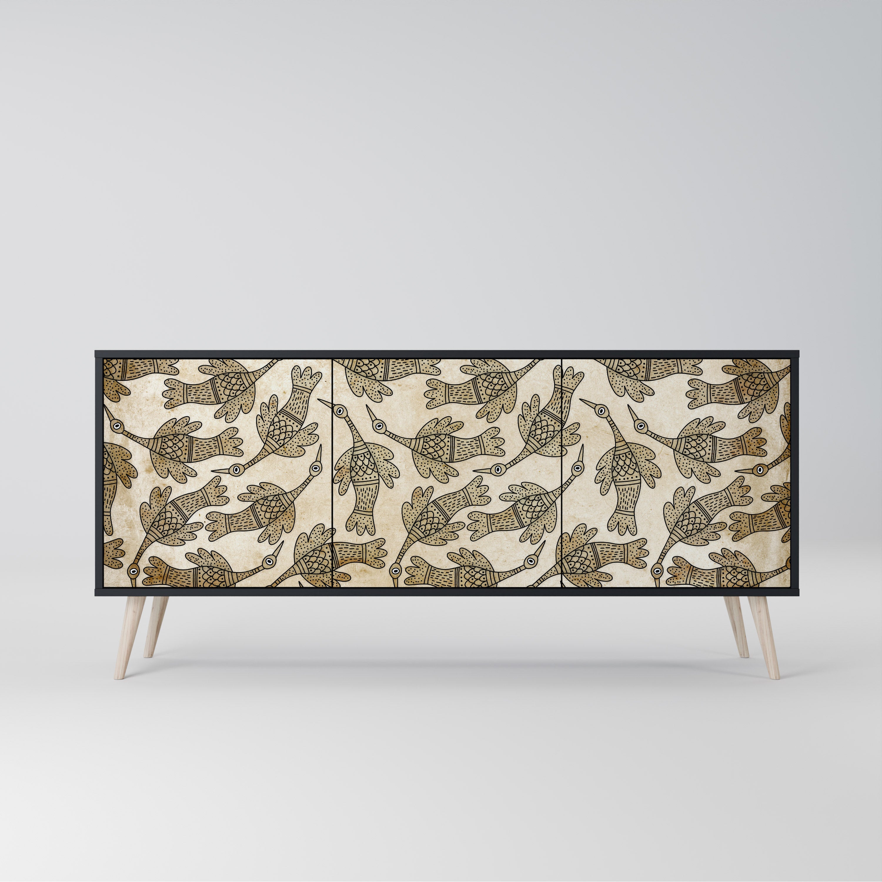 ALMONDINE SONGBIRD Sideboard mit 3 Türen in Schwarz