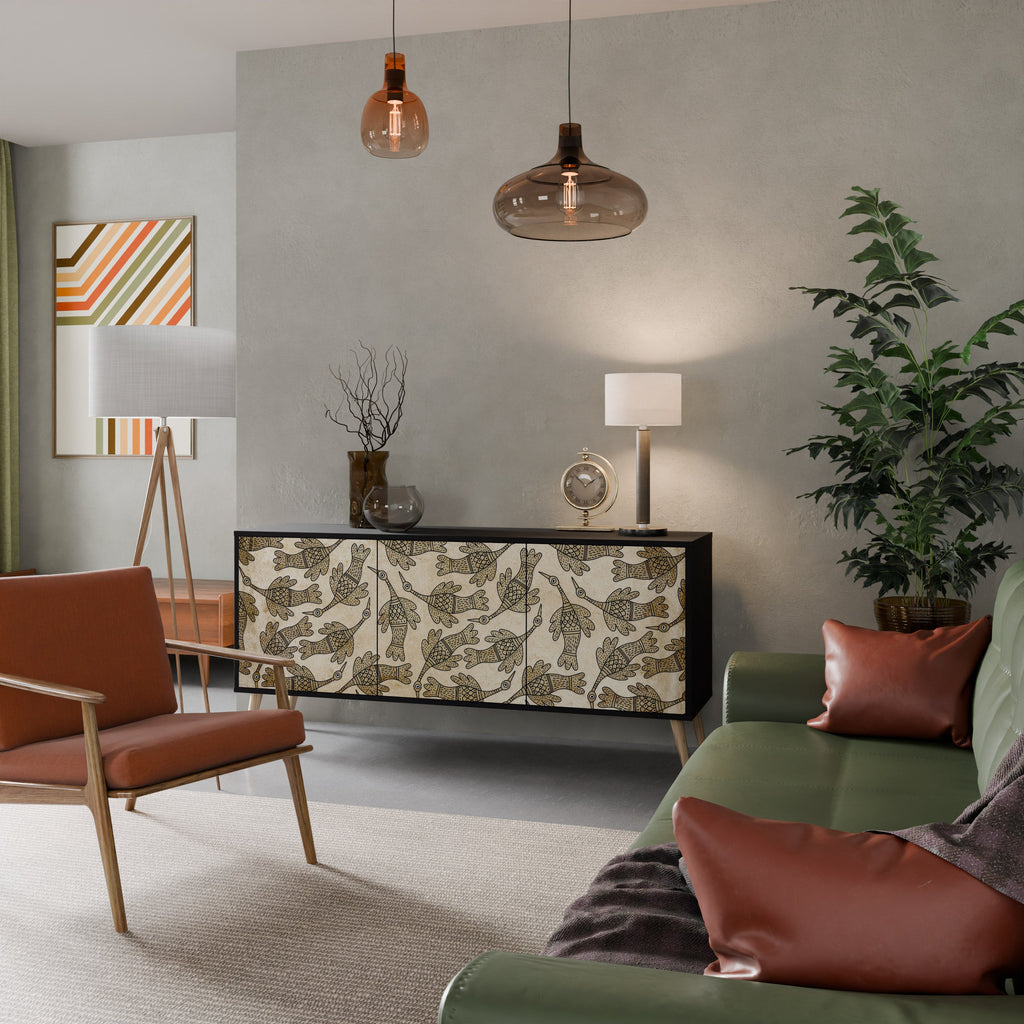 ALMONDINE SONGBIRD Sideboard mit 3 Türen in Schwarz
