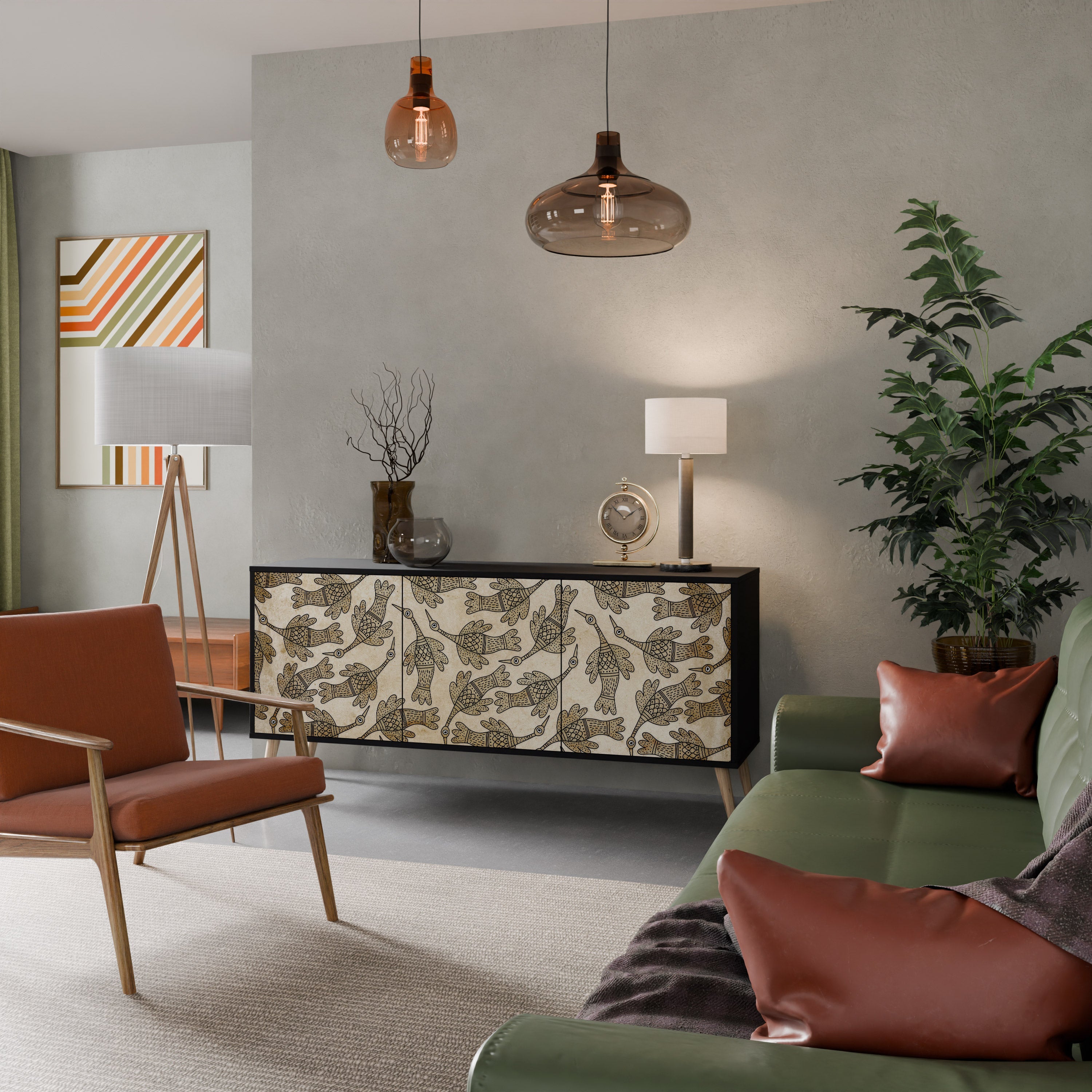 ALMONDINE SONGBIRD Sideboard mit 3 Türen in Schwarz