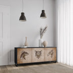 STEAMPUNK CLAN 3-Door Sideboard in Black Finish