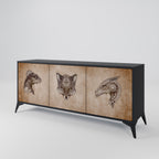 STEAMPUNK CLAN 3-Door Sideboard in Black Finish