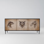 STEAMPUNK CLAN 3-Door Sideboard in Black Finish