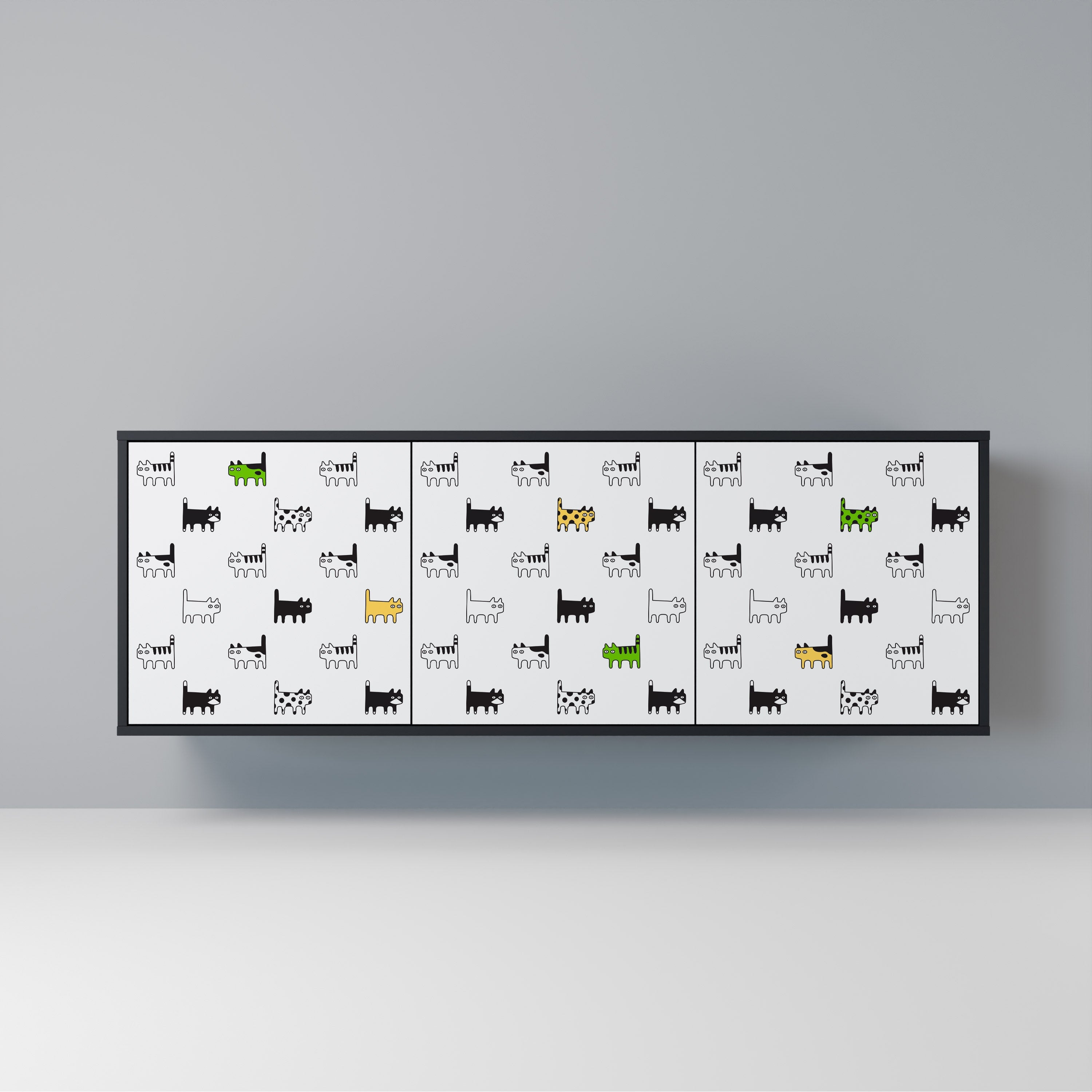 CATS COMPILATION 3-türiges Sideboard in Schwarz