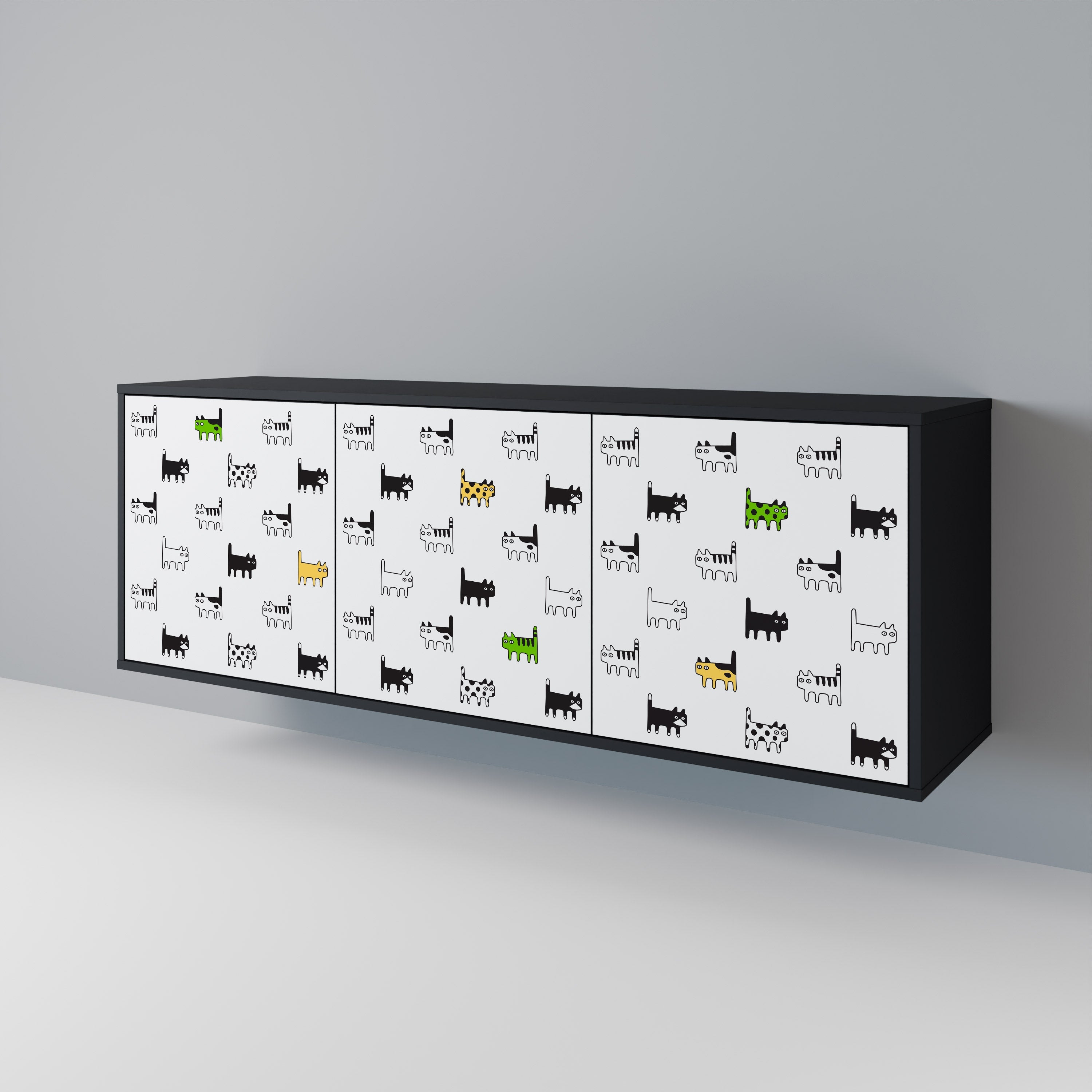 CATS COMPILATION 3-türiges Sideboard in Schwarz