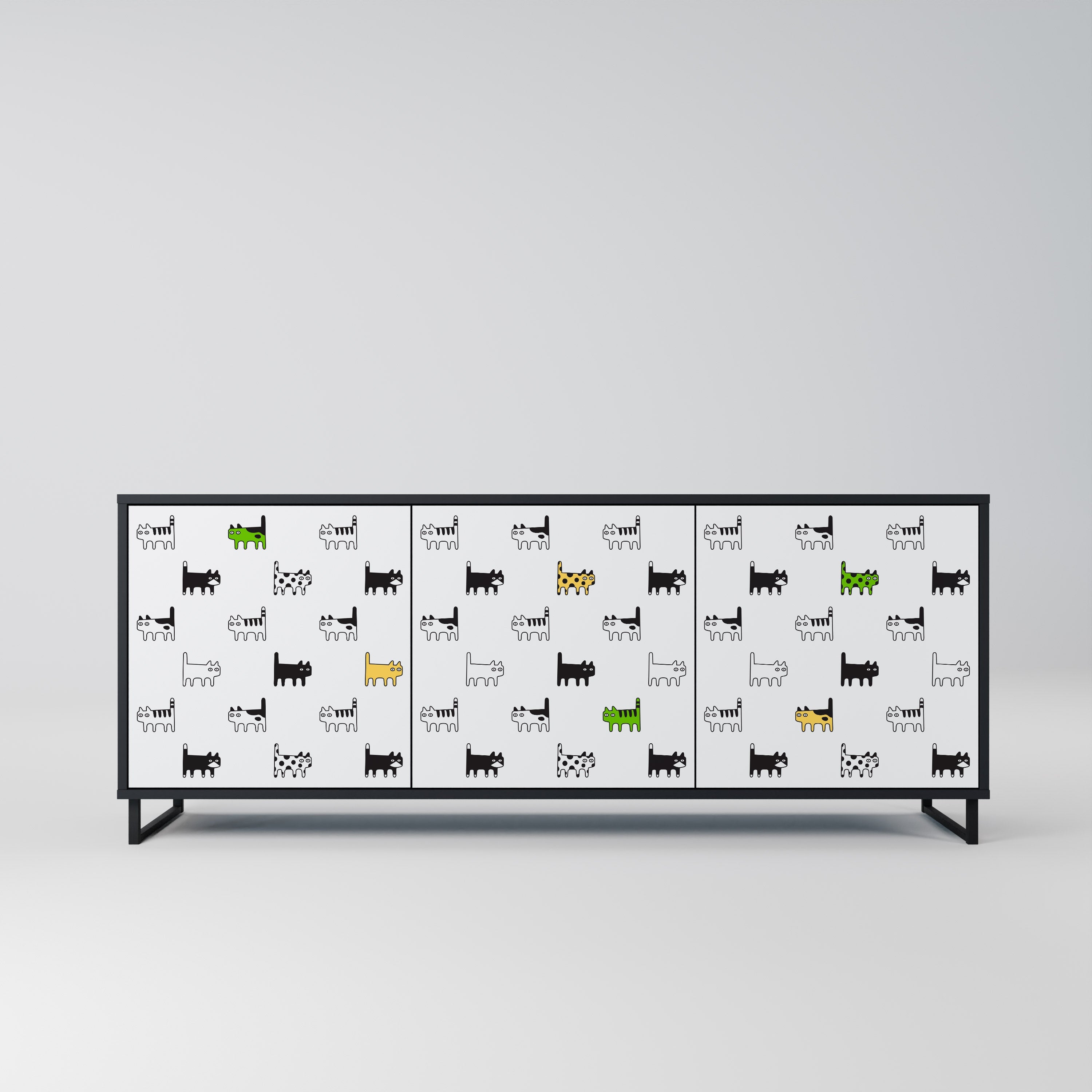 CATS COMPILATION 3-türiges Sideboard in Schwarz