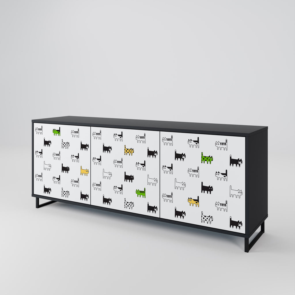 CATS COMPILATION 3-türiges Sideboard in Schwarz