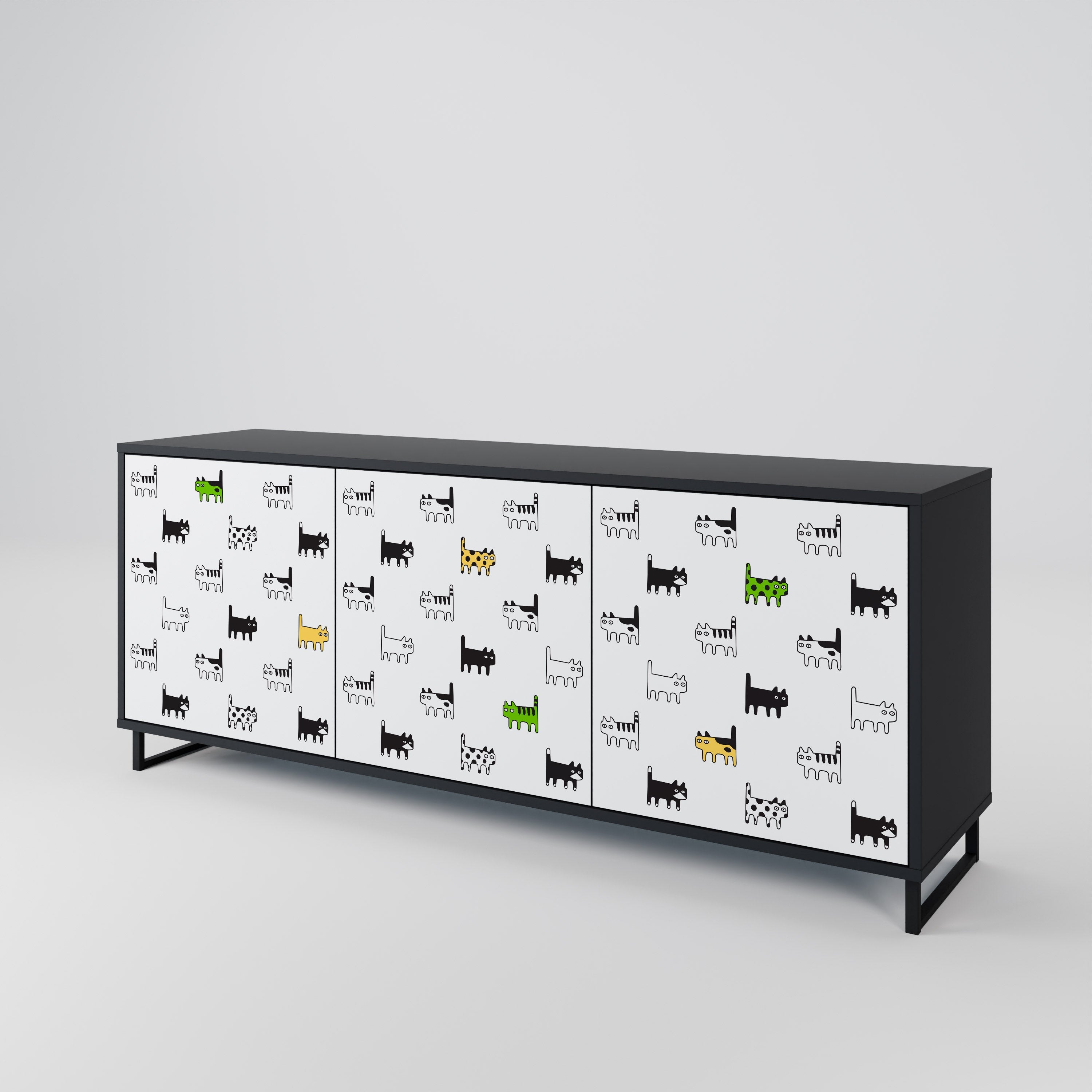 CATS COMPILATION 3-türiges Sideboard in Schwarz