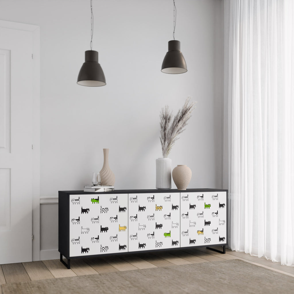 CATS COMPILATION 3-türiges Sideboard in Schwarz