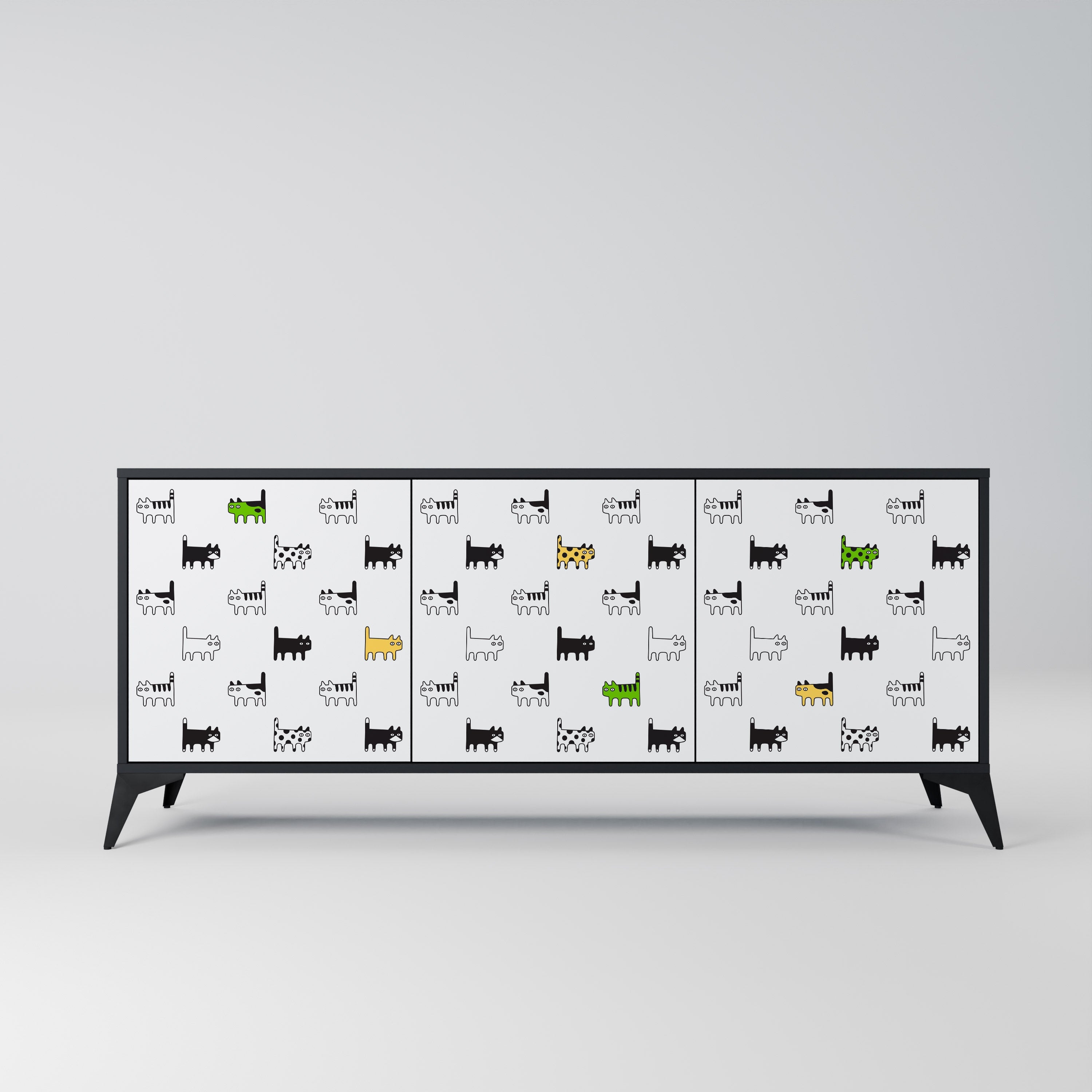 CATS COMPILATION 3-türiges Sideboard in Schwarz