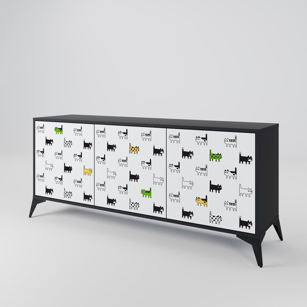 CATS COMPILATION 3-türiges Sideboard in Schwarz