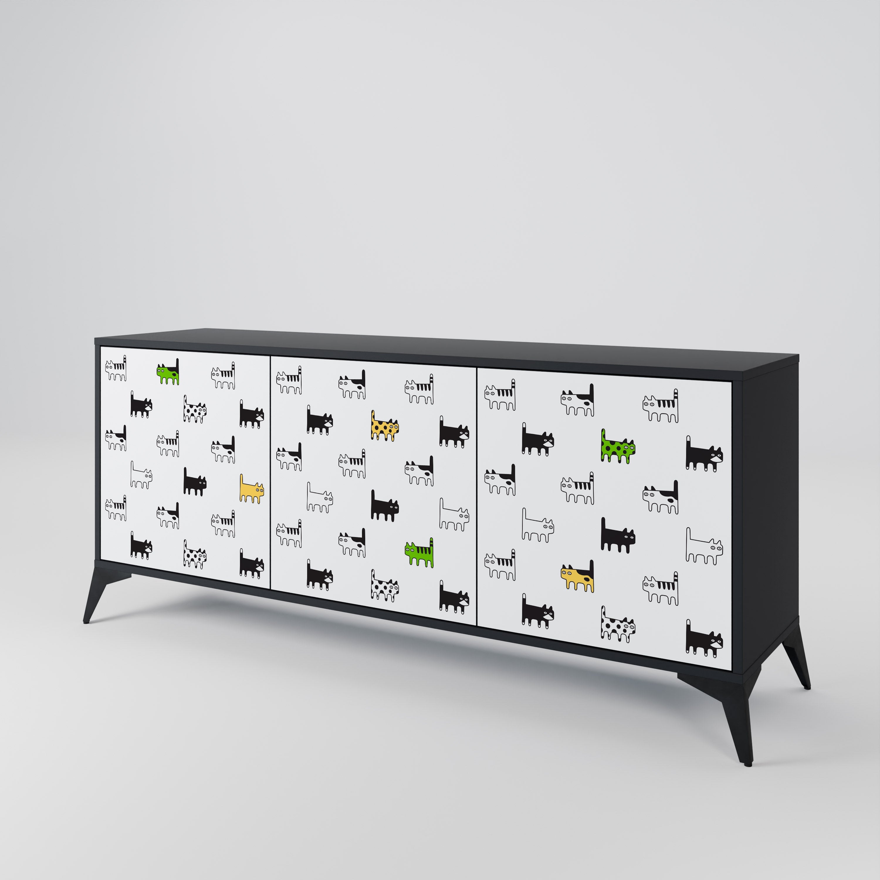 CATS COMPILATION 3-türiges Sideboard in Schwarz