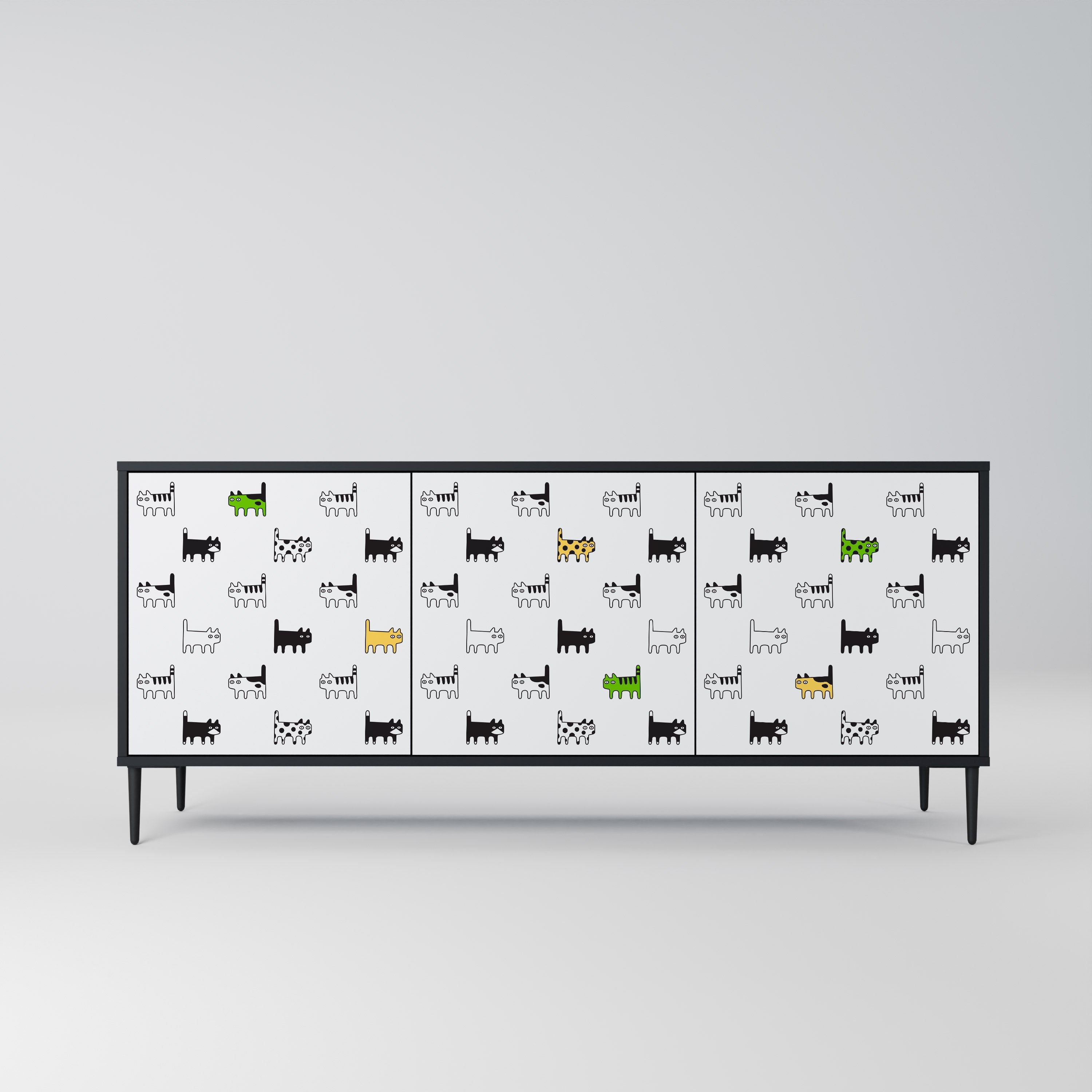 CATS COMPILATION 3-türiges Sideboard in Schwarz