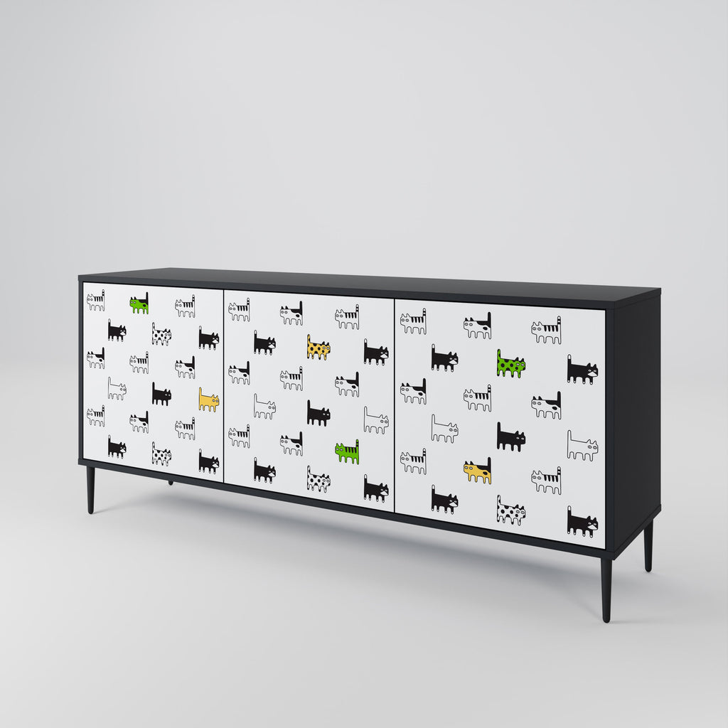CATS COMPILATION 3-türiges Sideboard in Schwarz