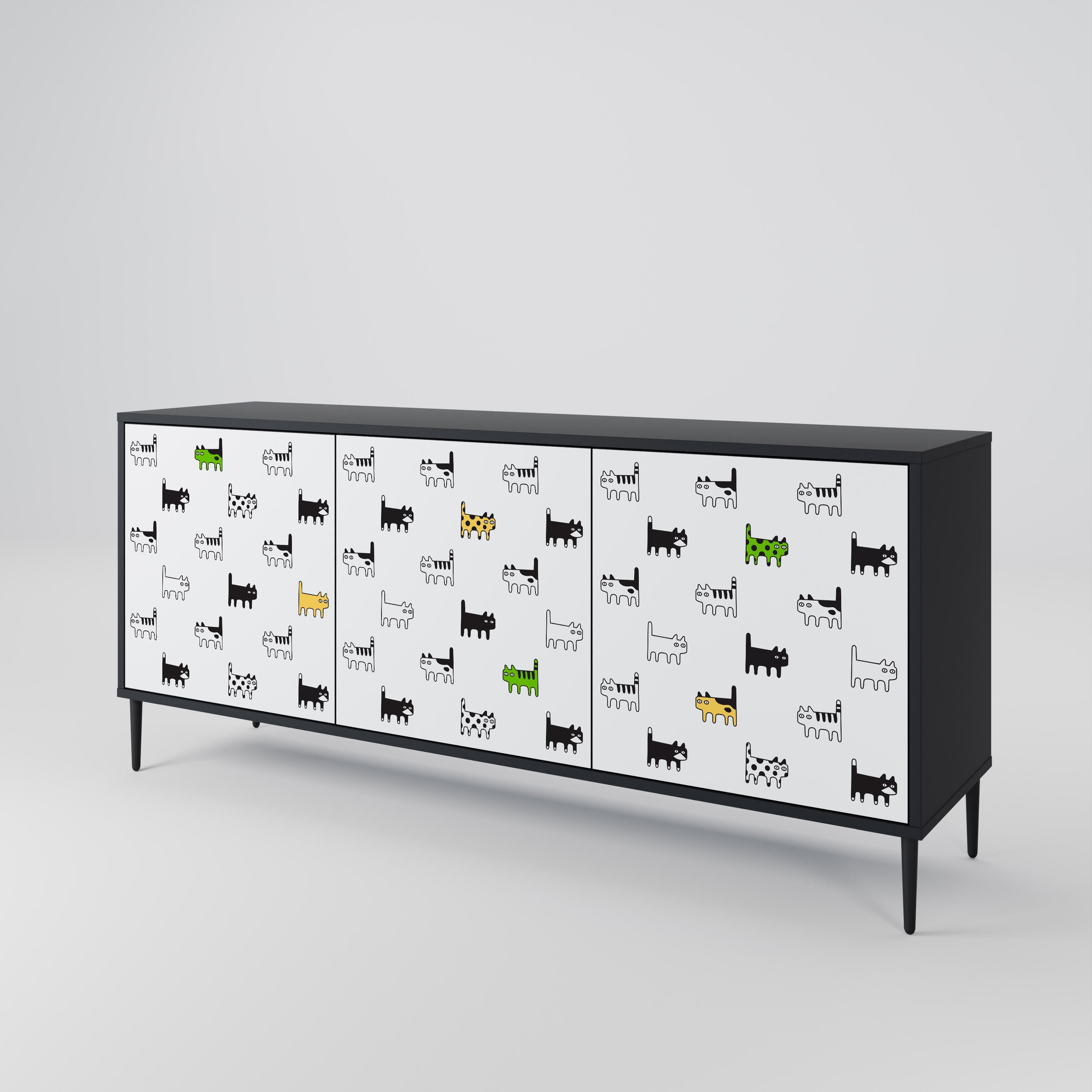 CATS COMPILATION 3-türiges Sideboard in Schwarz