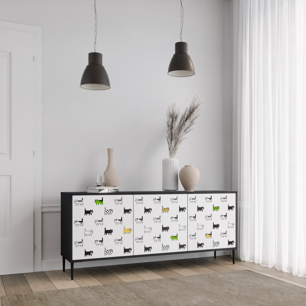 CATS COMPILATION 3-türiges Sideboard in Schwarz