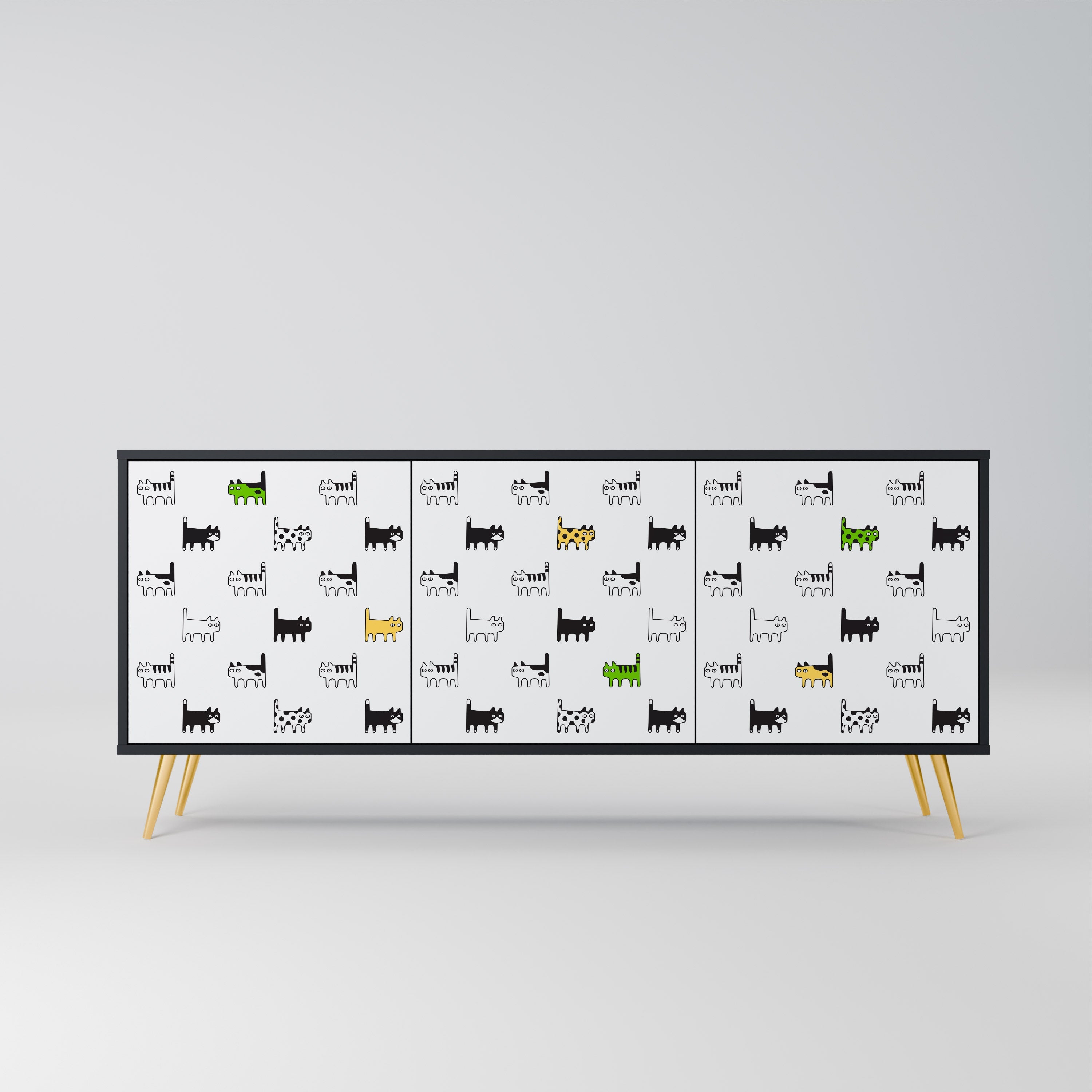 CATS COMPILATION 3-türiges Sideboard in Schwarz