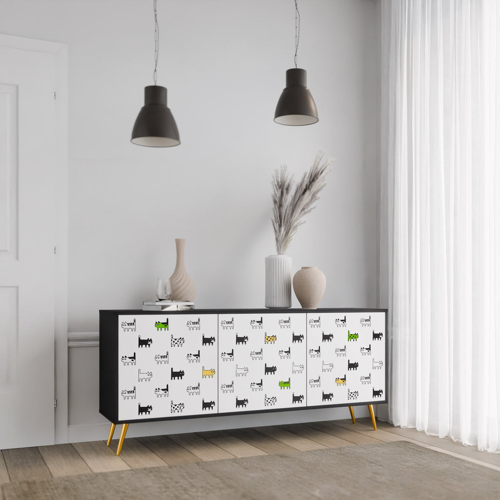 CATS COMPILATION 3-türiges Sideboard in Schwarz
