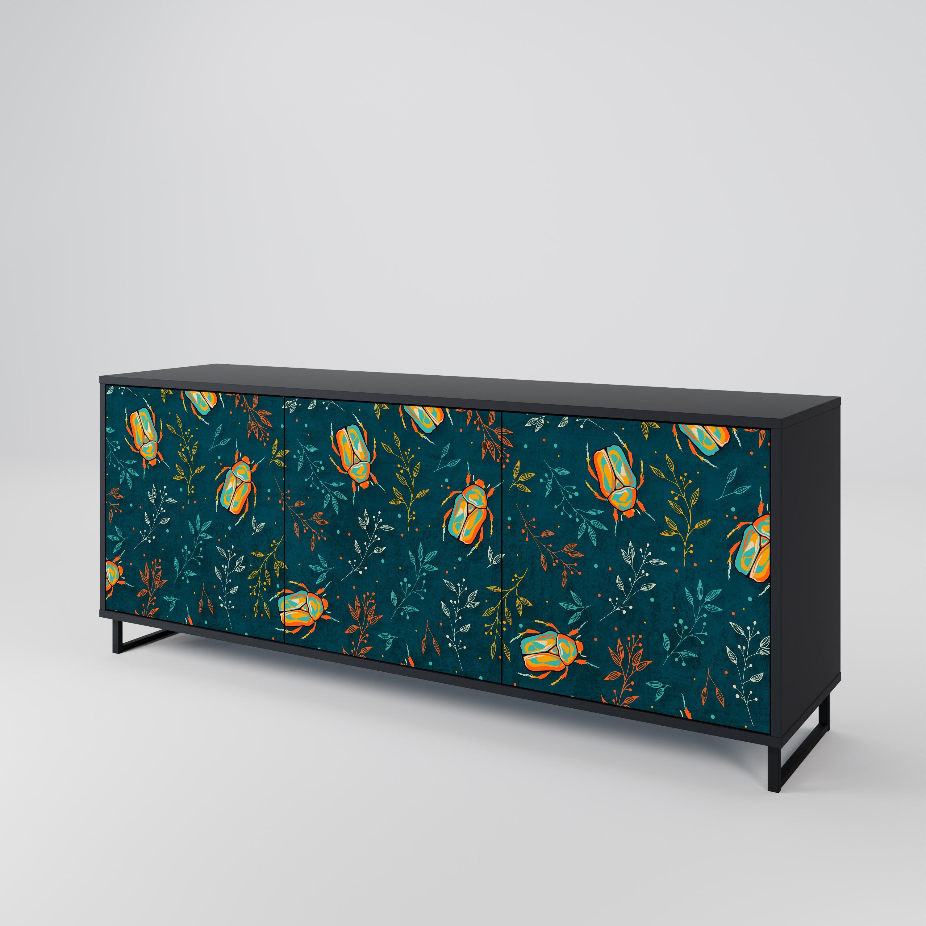 AUTUMN INSECTS Sideboard mit 3 Türen in Schwarz