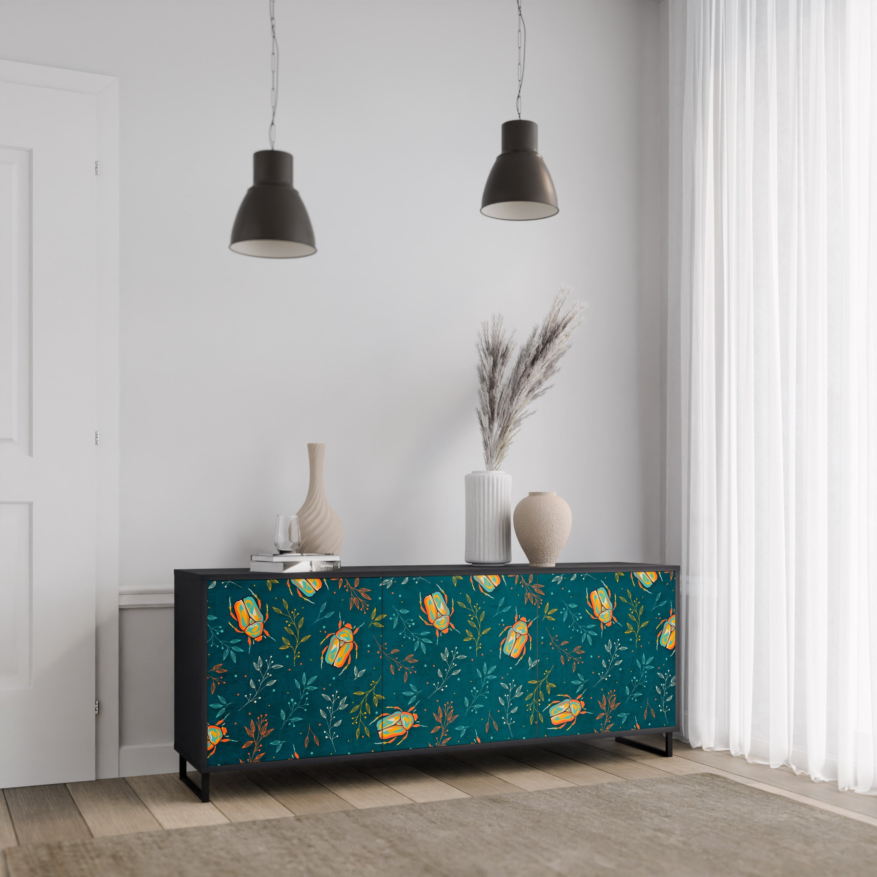 AUTUMN INSECTS Sideboard mit 3 Türen in Schwarz
