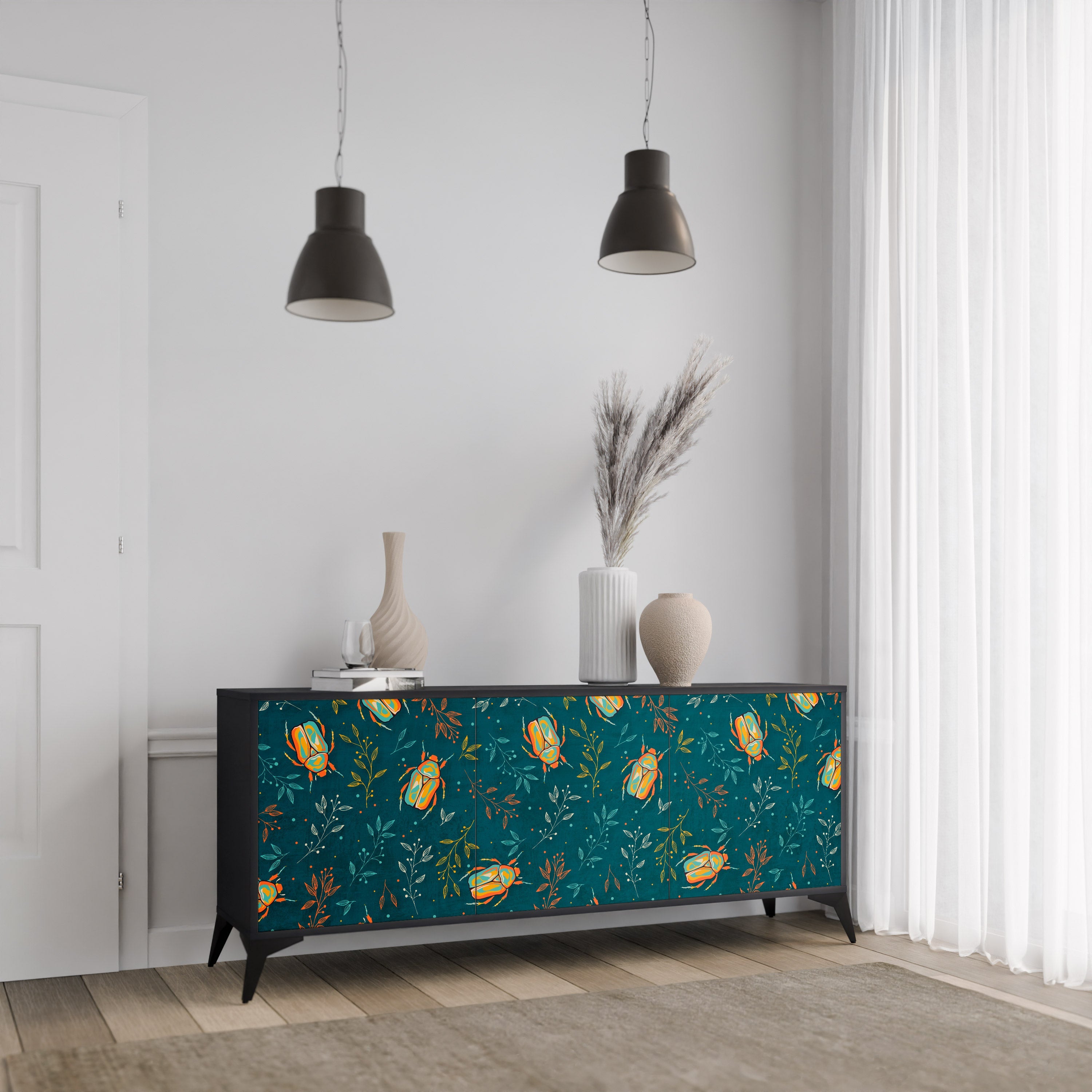AUTUMN INSECTS Sideboard mit 3 Türen in Schwarz