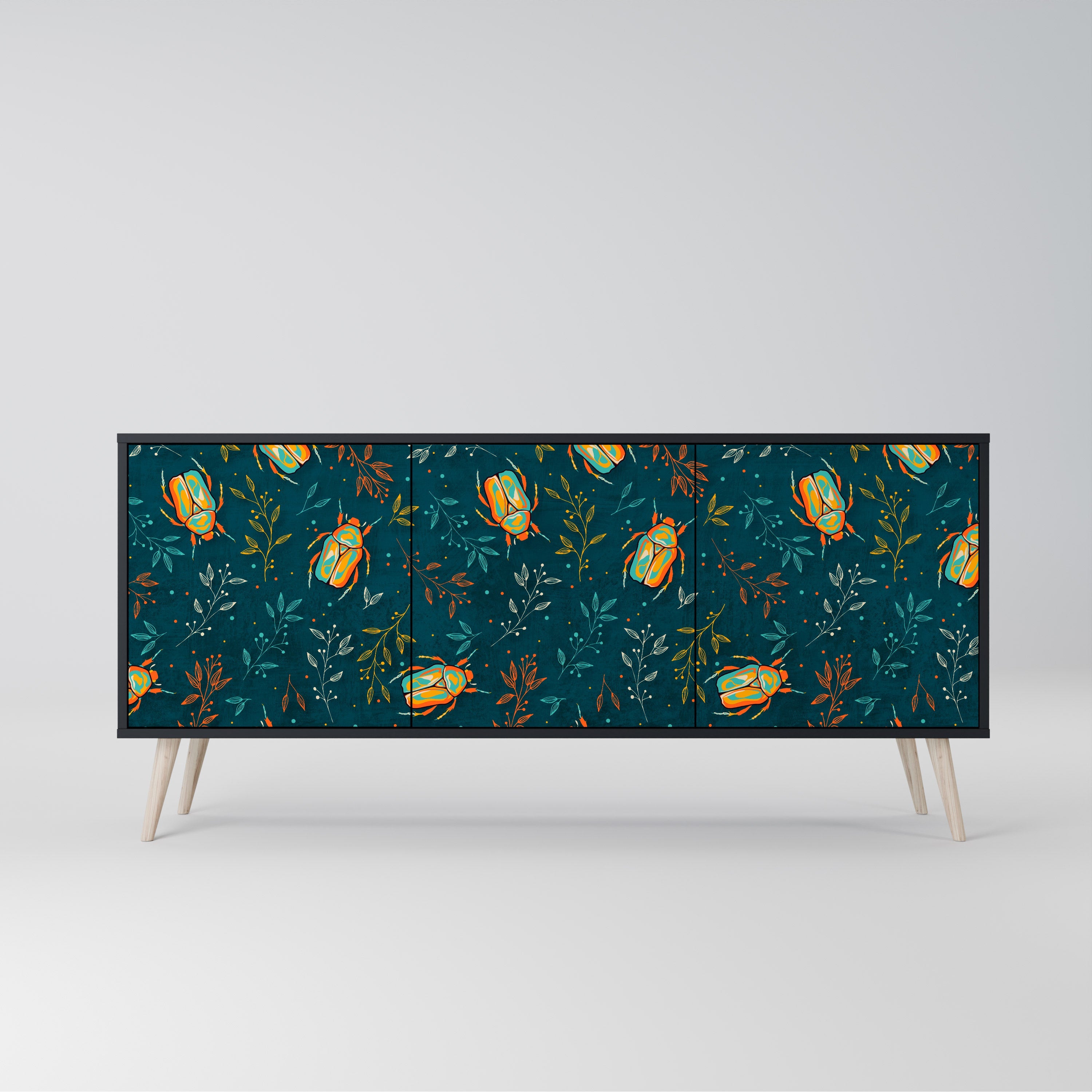 AUTUMN INSECTS Sideboard mit 3 Türen in Schwarz