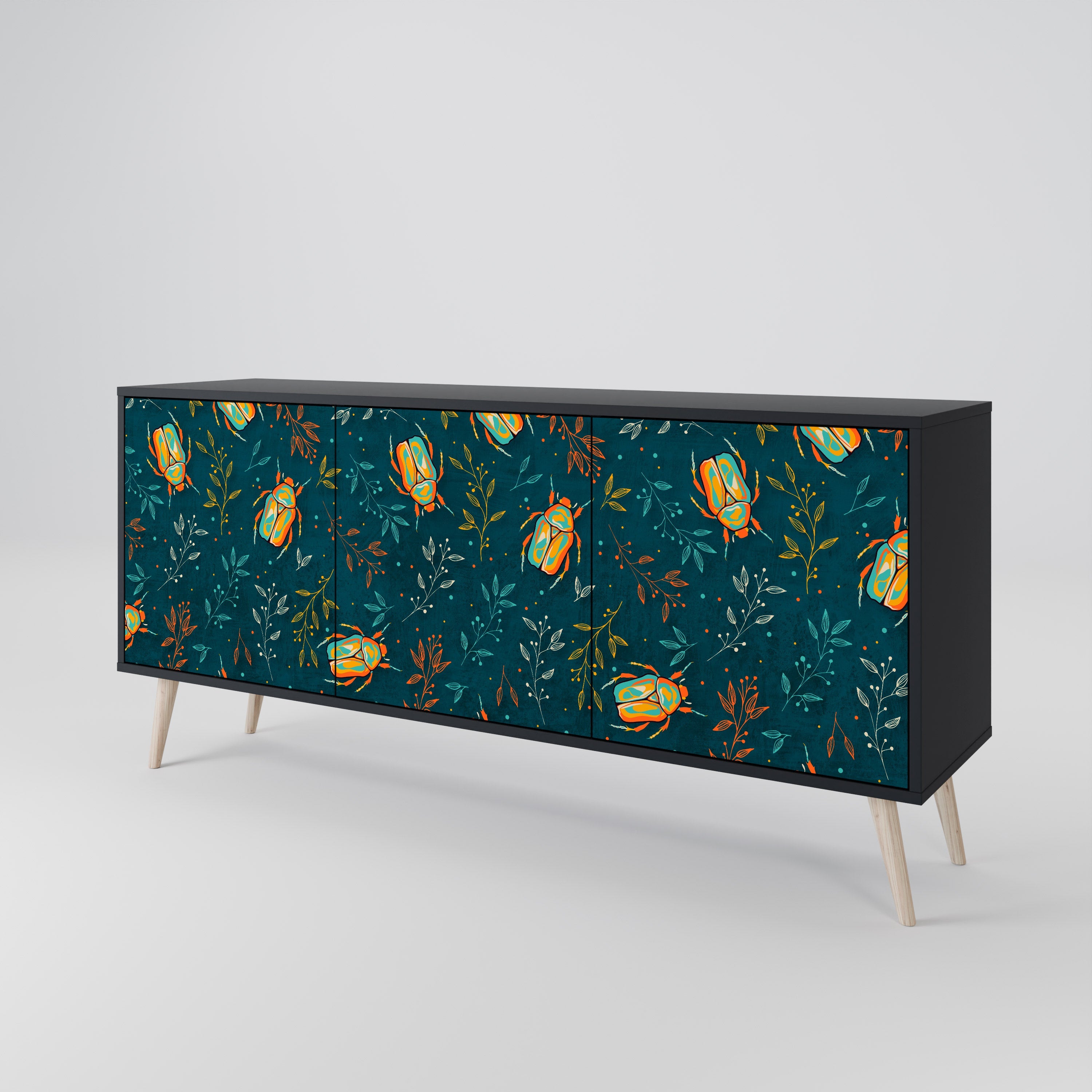 AUTUMN INSECTS Sideboard mit 3 Türen in Schwarz