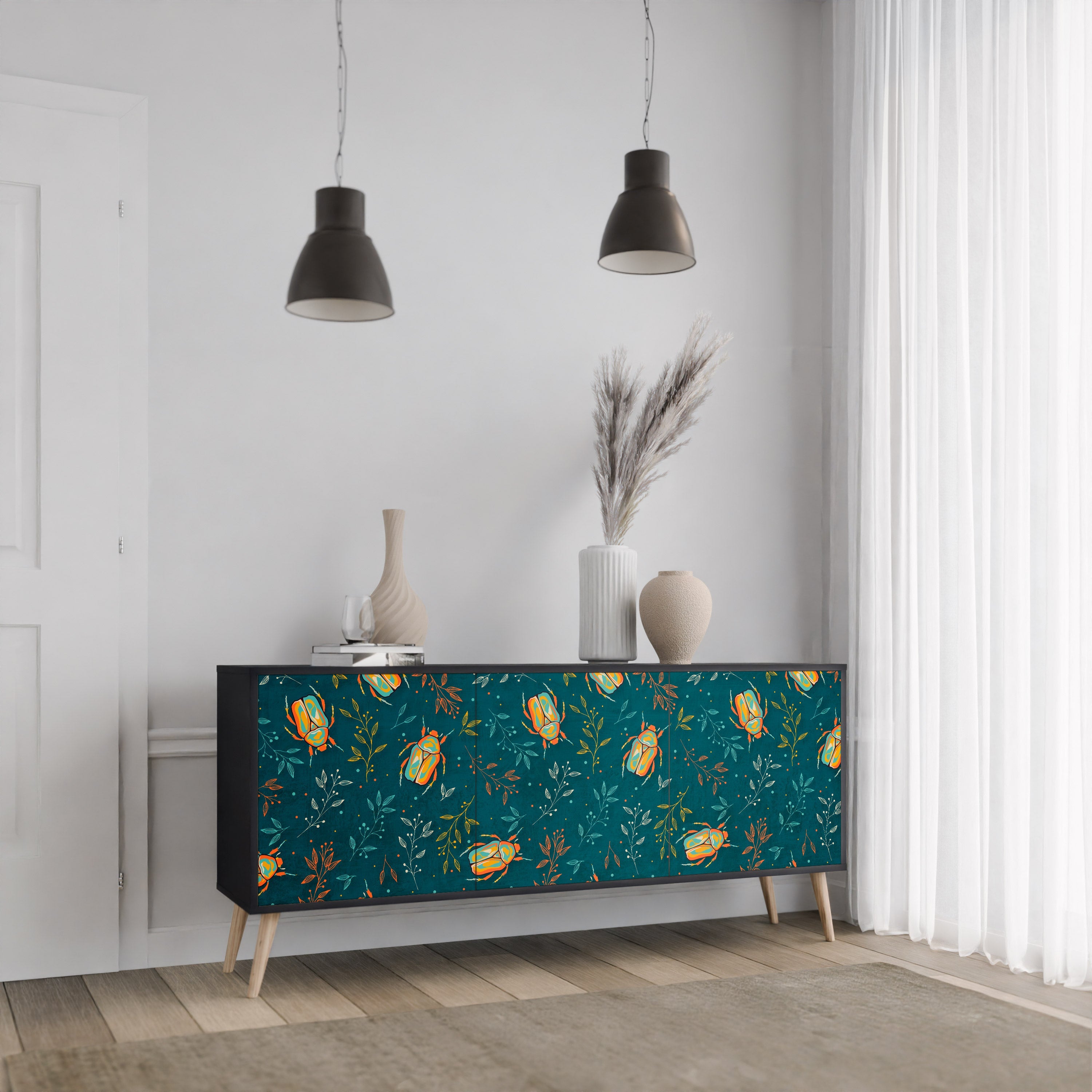 AUTUMN INSECTS Sideboard mit 3 Türen in Schwarz