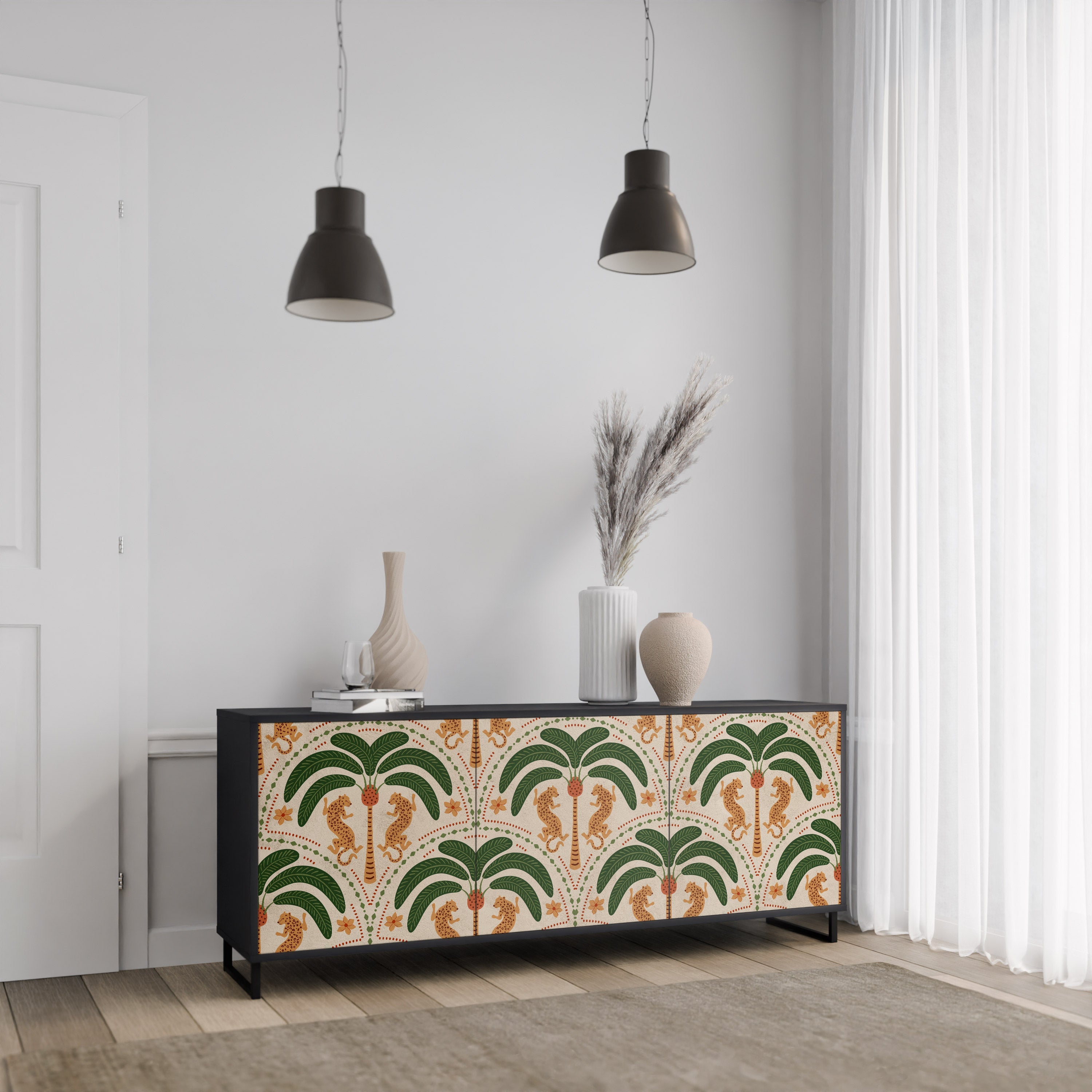 DANCING PREDATORS Sideboard mit 3 Türen in Schwarz