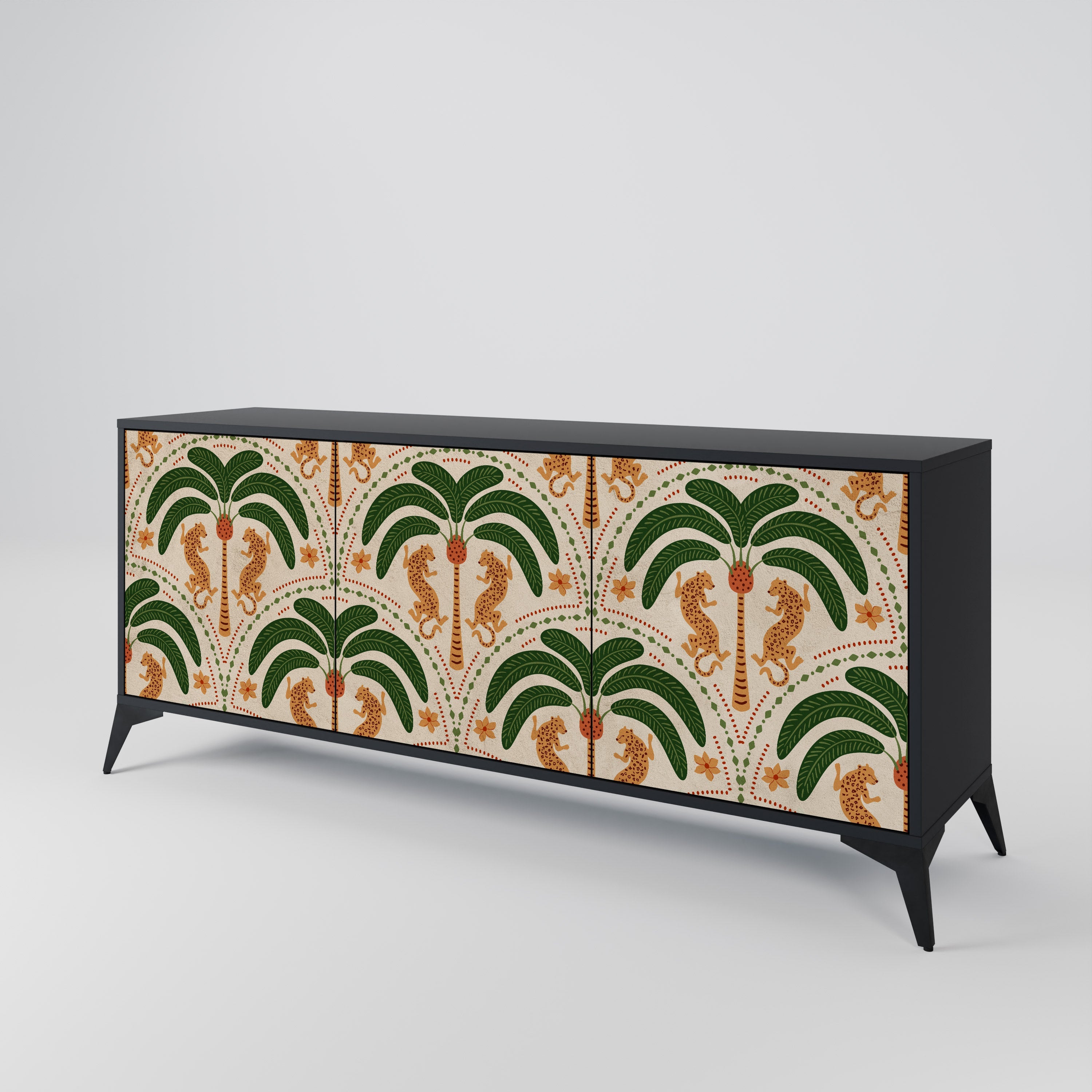 DANCING PREDATORS Sideboard mit 3 Türen in Schwarz