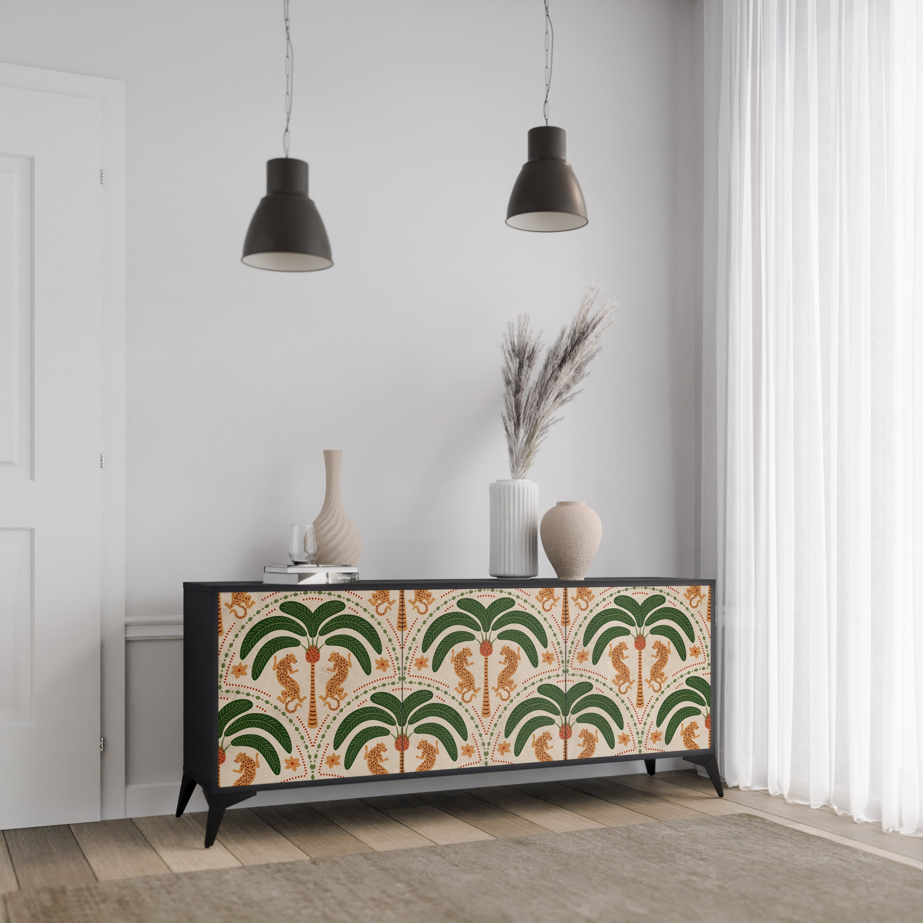 DANCING PREDATORS Sideboard mit 3 Türen in Schwarz