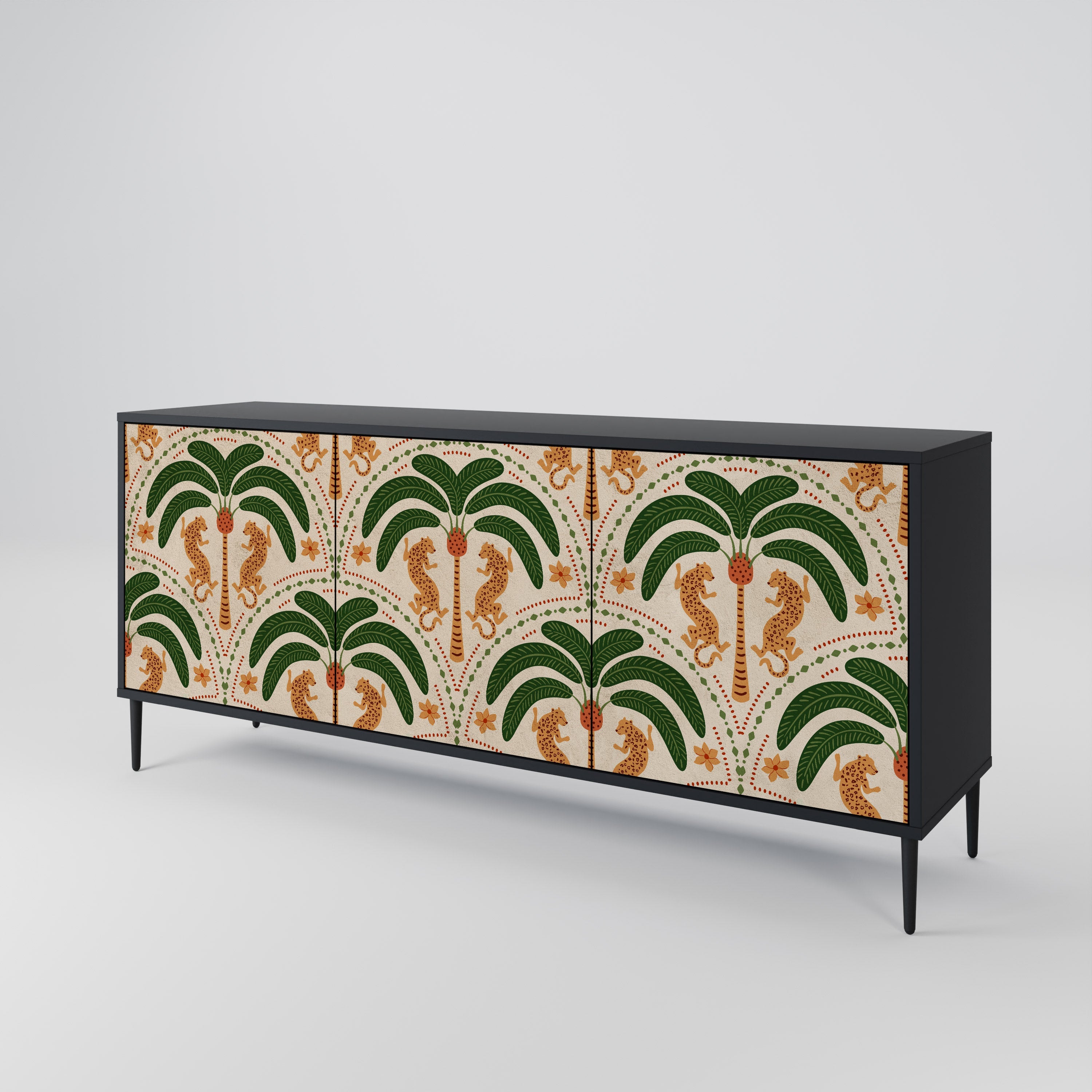DANCING PREDATORS Sideboard mit 3 Türen in Schwarz