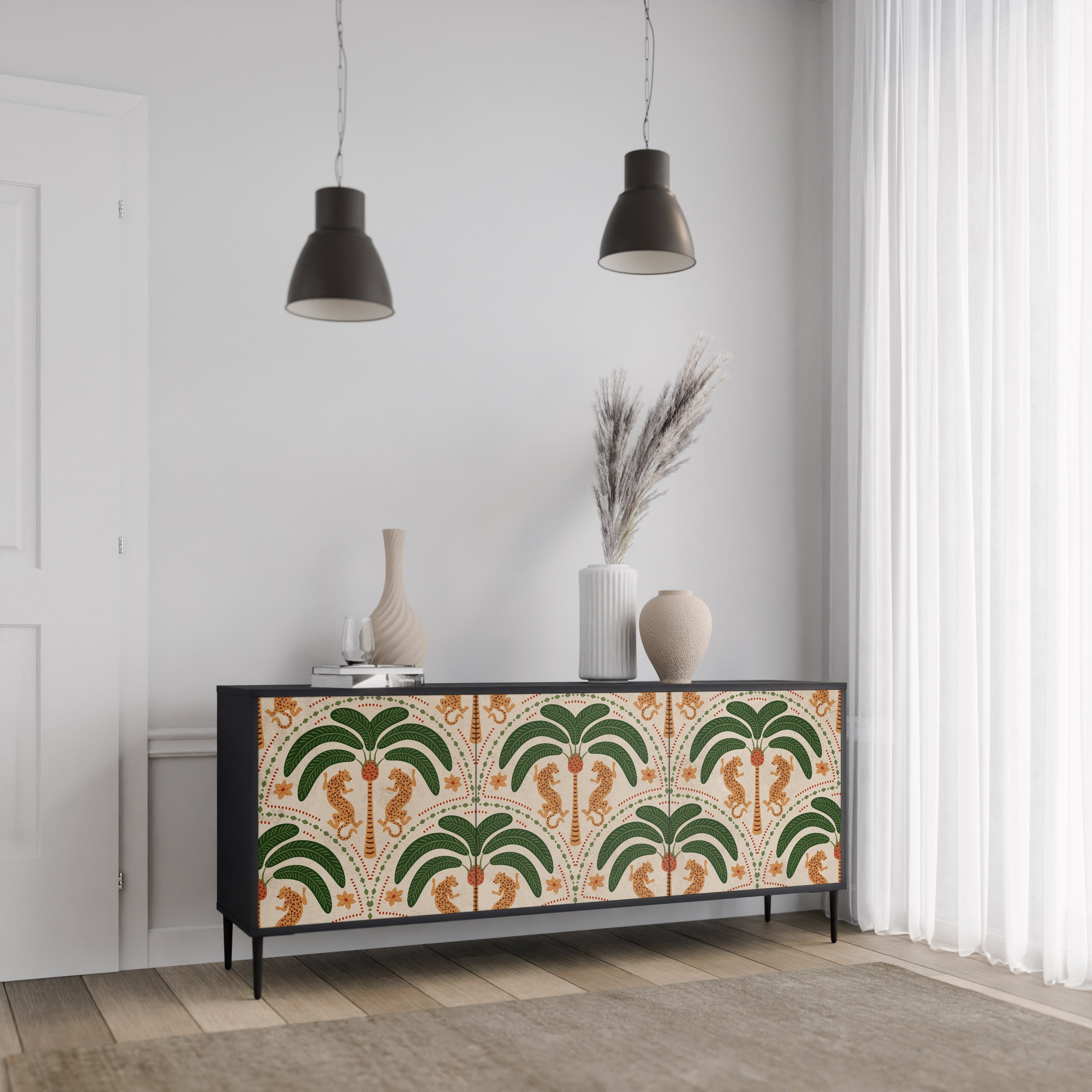 DANCING PREDATORS Sideboard mit 3 Türen in Schwarz