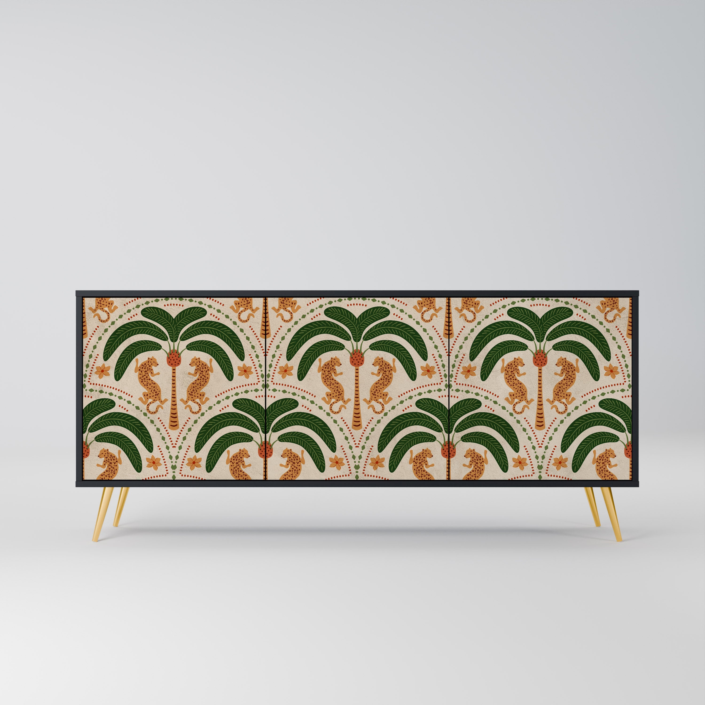 DANCING PREDATORS Sideboard mit 3 Türen in Schwarz