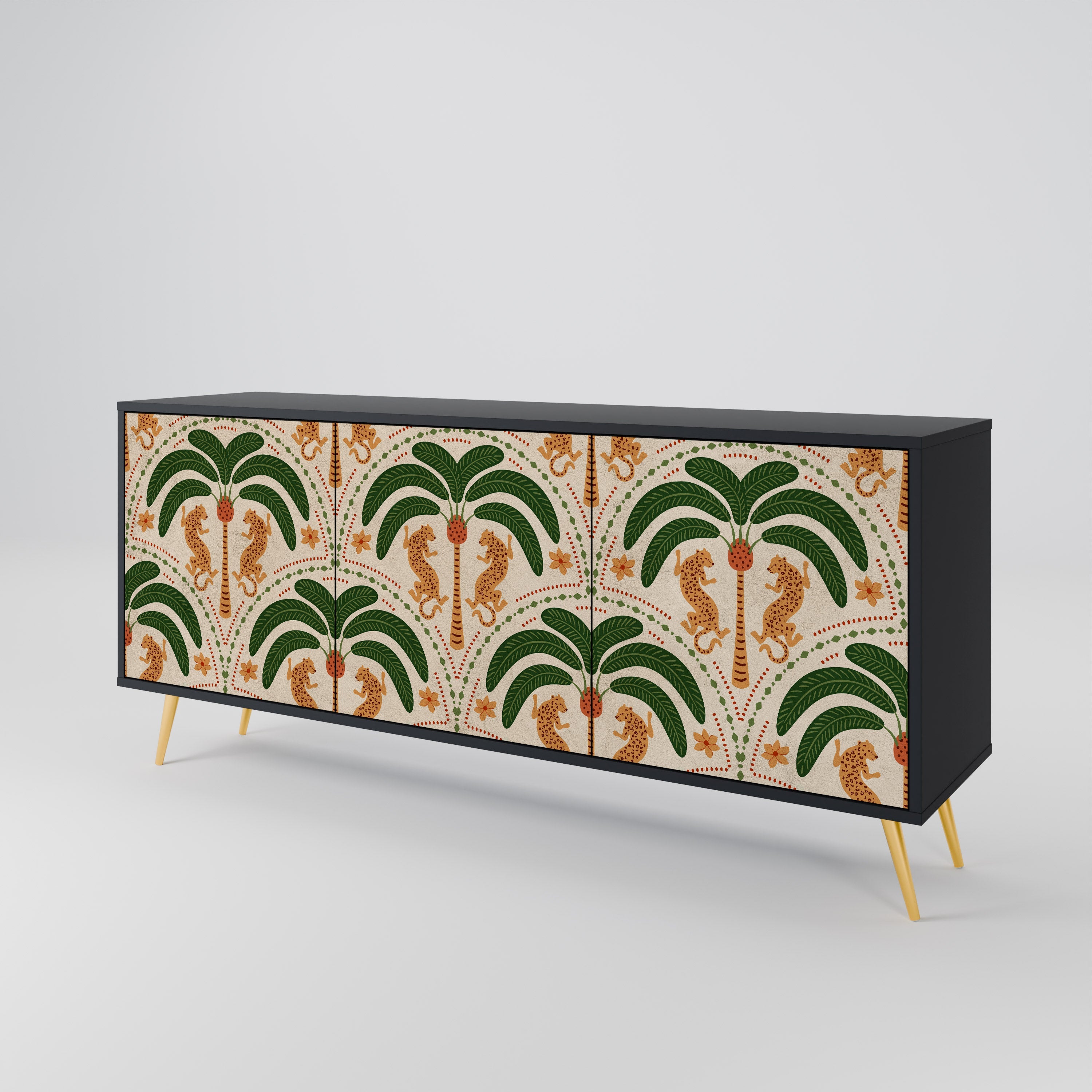 DANCING PREDATORS Sideboard mit 3 Türen in Schwarz