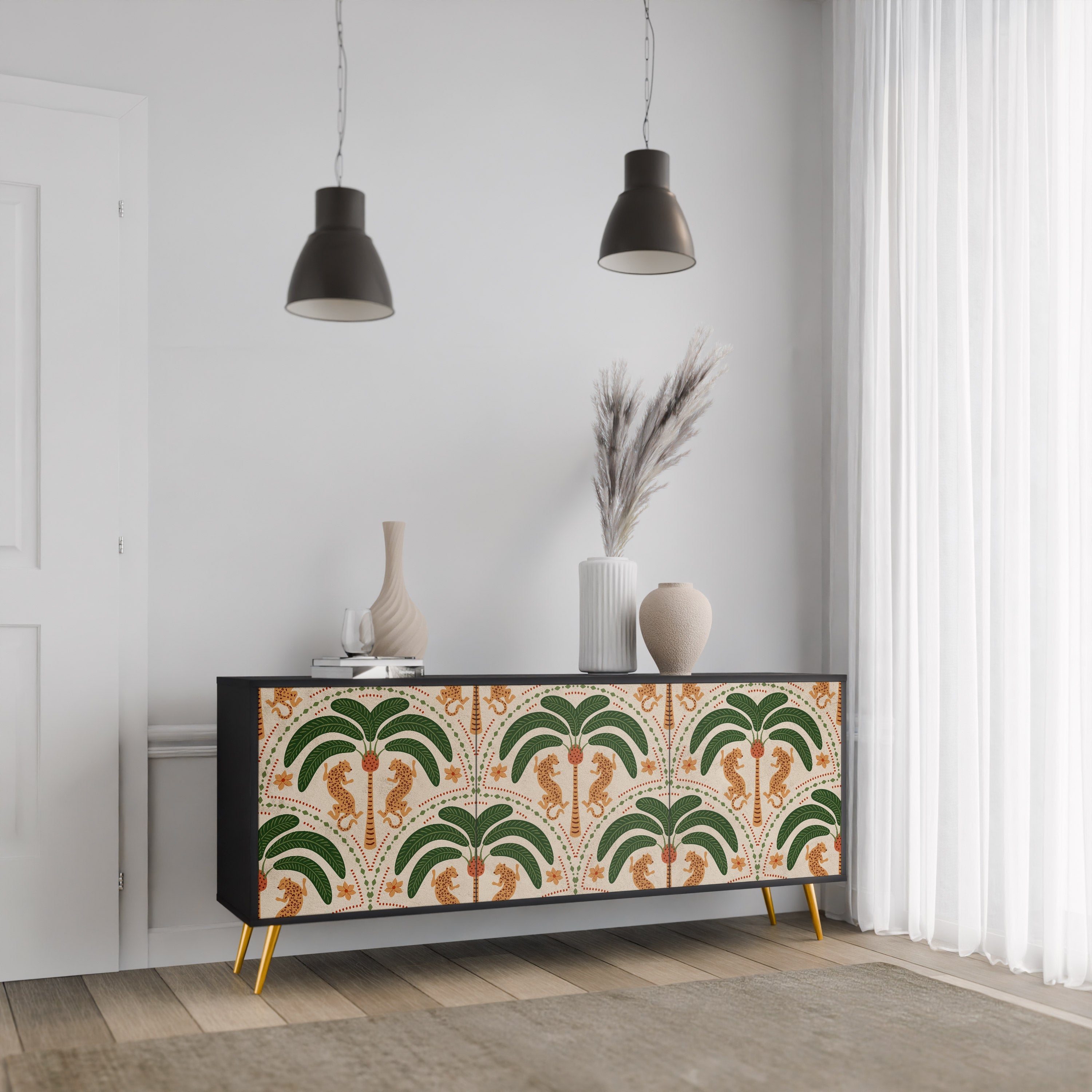 DANCING PREDATORS Sideboard mit 3 Türen in Schwarz