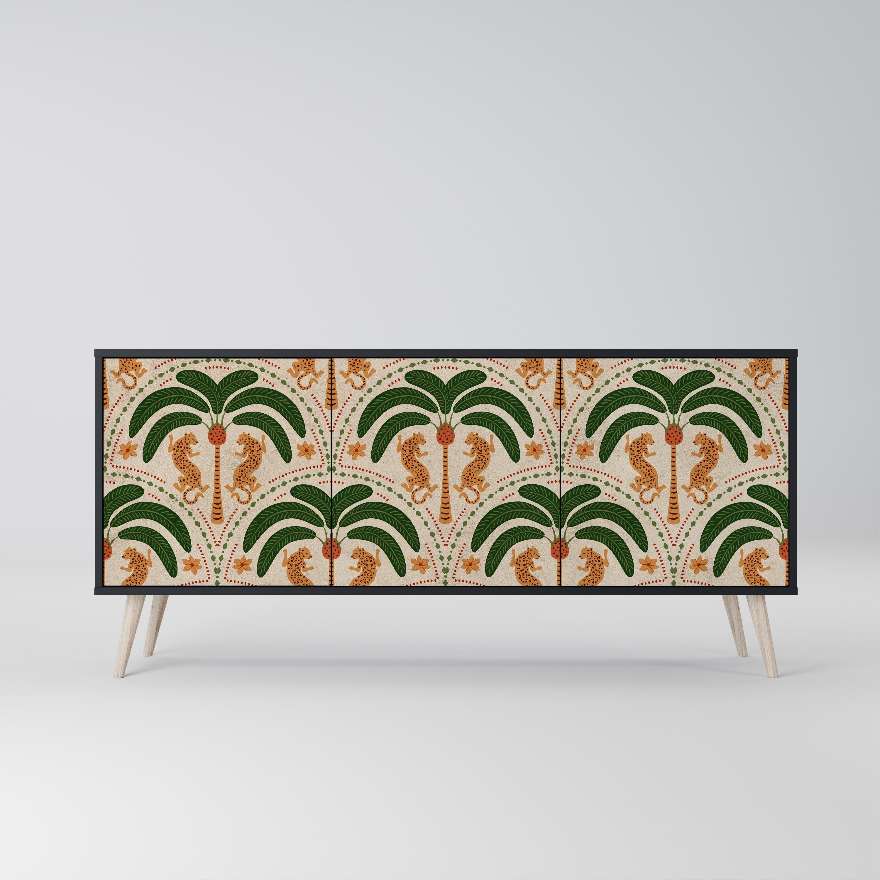 DANCING PREDATORS Sideboard mit 3 Türen in Schwarz